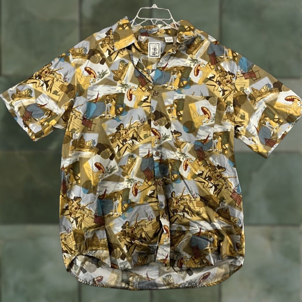 Roundtree & Yorke VINTAGE Roundtree & Yorke Men's Short Sleeve Button-Down Shirt Hawaiian Tropical Beach Cotton 80s West Indies Size US 33 - 1 Thumbnail