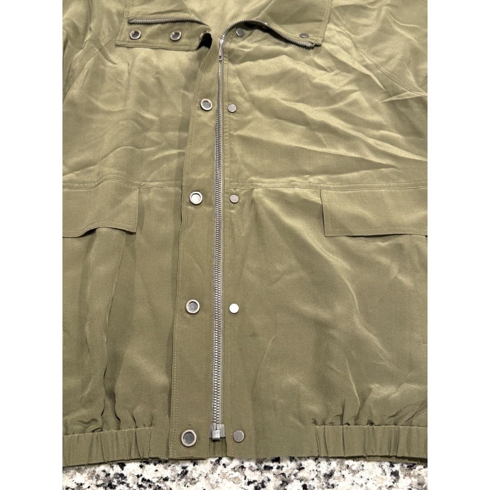 Eileen Fisher Eileen Fisher Jacket Women Small Silk Bomber Zip Front Lightweight Pockets Green Silk Lined Womens Size S / US 4 / IT 40 - 6 Thumbnail