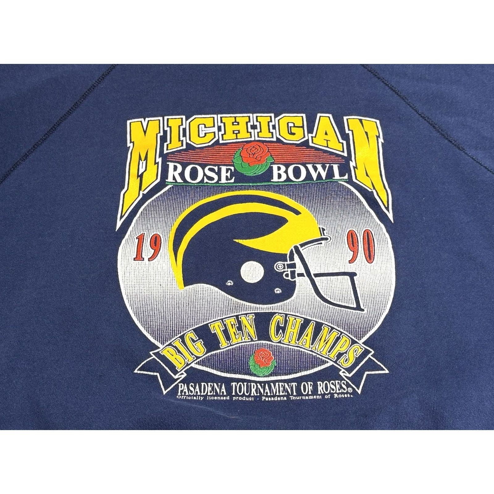 Tultex Vintage University of Michigan Rose Bowl 1990 Sweatshirt 2XLT Blue Crewneck Tultex 90s Mens Big & Tall XL Rose Bowl 1990 Mens Size US XXL / EU 58 / 5 - 3 Thumbnail
