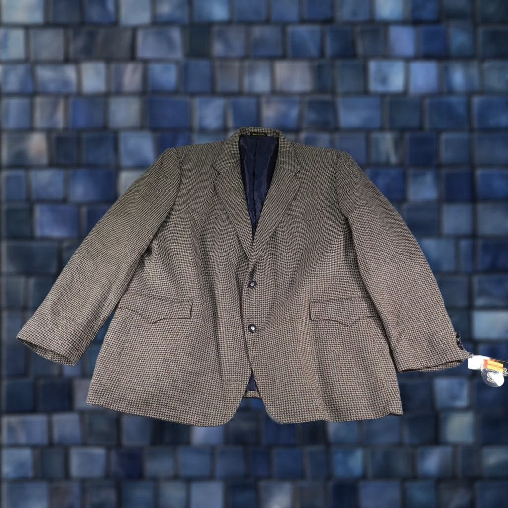 Vintage Circle S Blazer Mens 50R Brown Silk Tweed Western Rockabilly Cowboy Rodeo Ranch Jacket/Coat Blazer Shirt? Size 50R - 1 Thumbnail