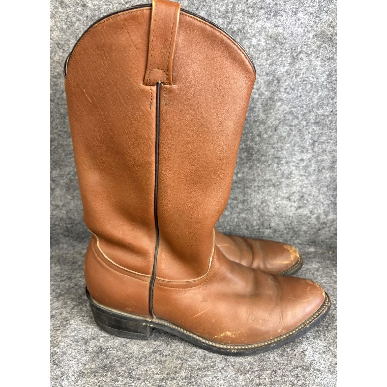 Vintage Cowtown Mens Size 11 Brown Leather Pull On Work Western Boots Oil Resistant Rubber Sole Size US 11 / EU 44 - 3 Thumbnail