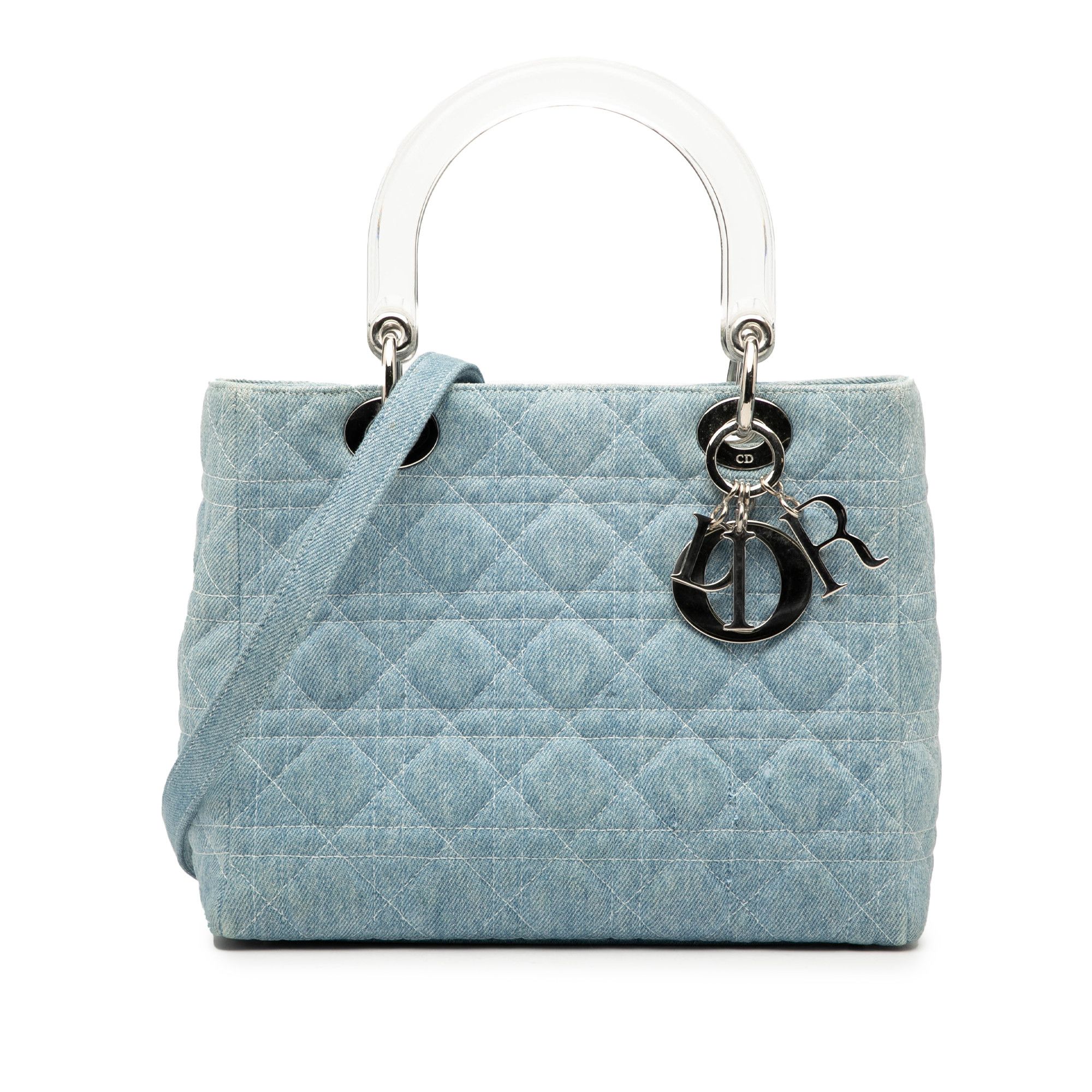 Dior Dior Medium Denim Cannage Acrylic Handles Lady Dior Size ONE SIZE - 1 Thumbnail