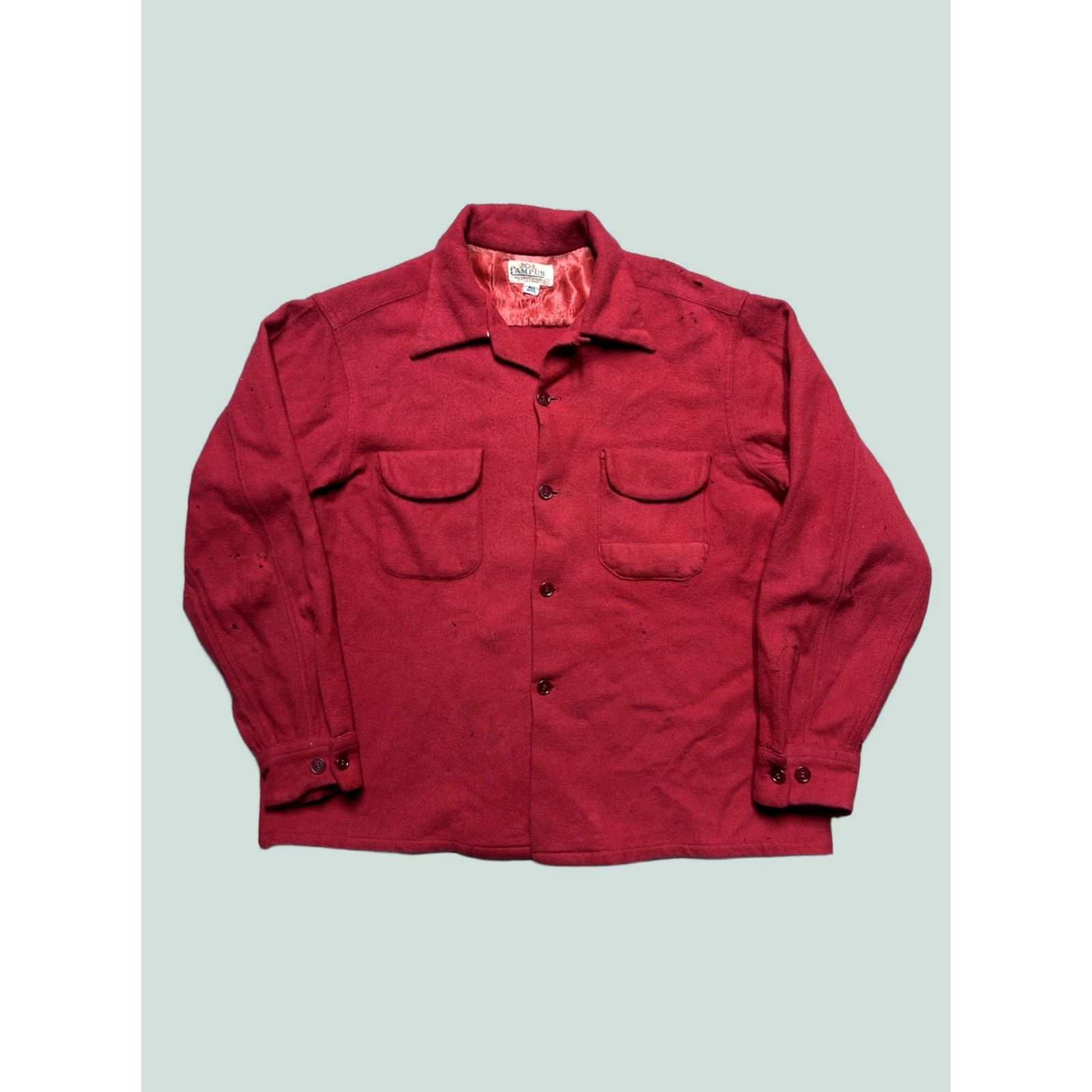 Vintage VINTAGE Campus Shirt Long Sleeve M/L 1950s Wool Loop Collar Hollywood Distressed Mens Size US M / EU 48-50 / 2 - 1 Thumbnail