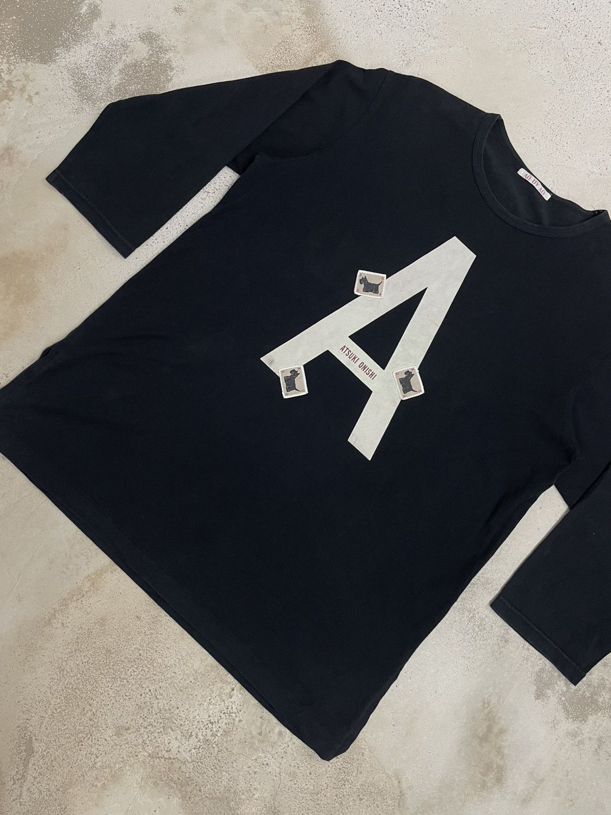 Japanese Brand Atsuki Onishi AO Spellout Puppy Graphic 3Q Sleeve Size US L / EU 52-54 / 3 - 5 Thumbnail