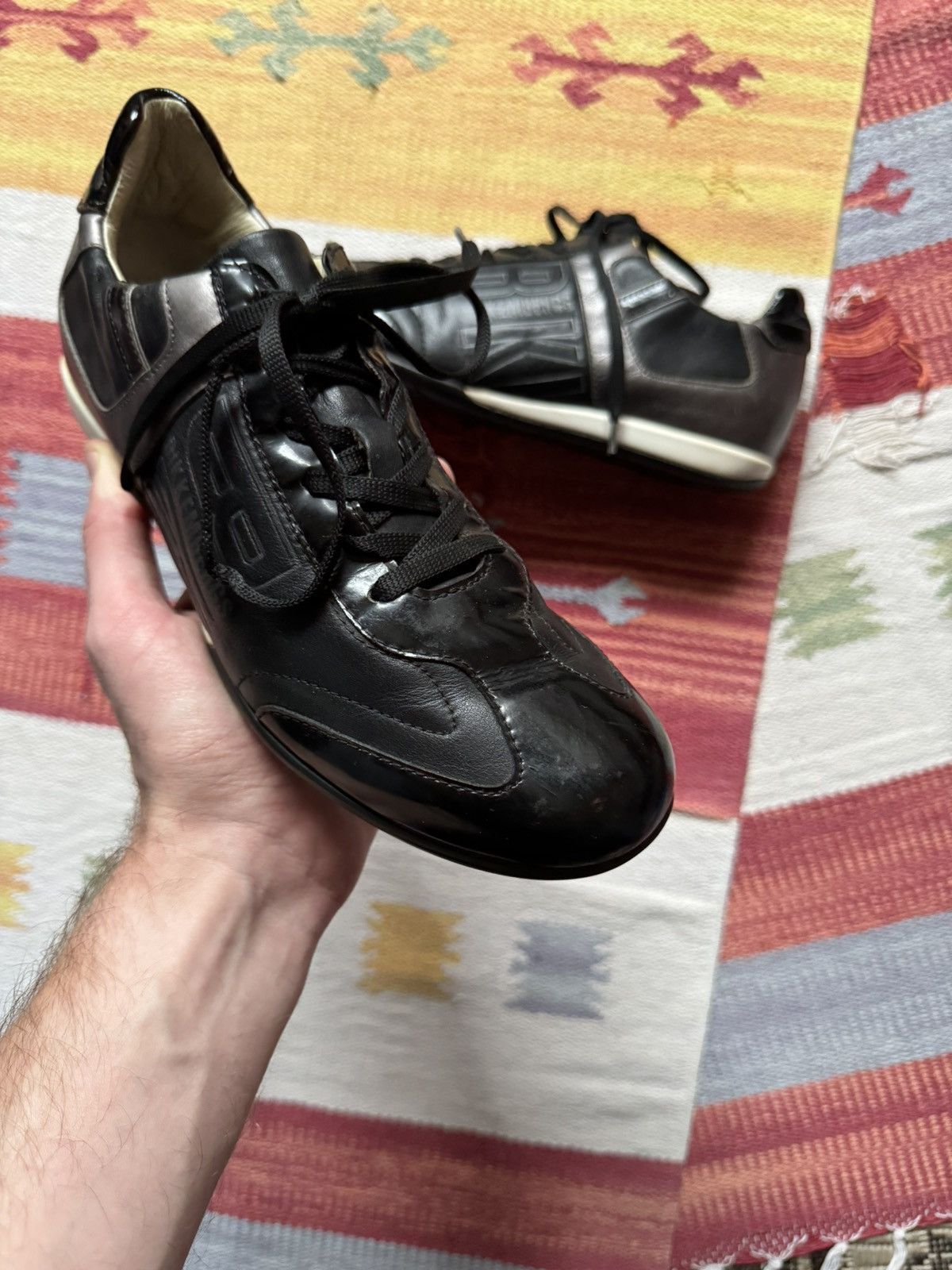 Dirk Bikkembergs Vintage 00’s Dirk Bikkembergs y2k Black Leather Low Sneakers Size US 9 / IT 39 - 5 Thumbnail