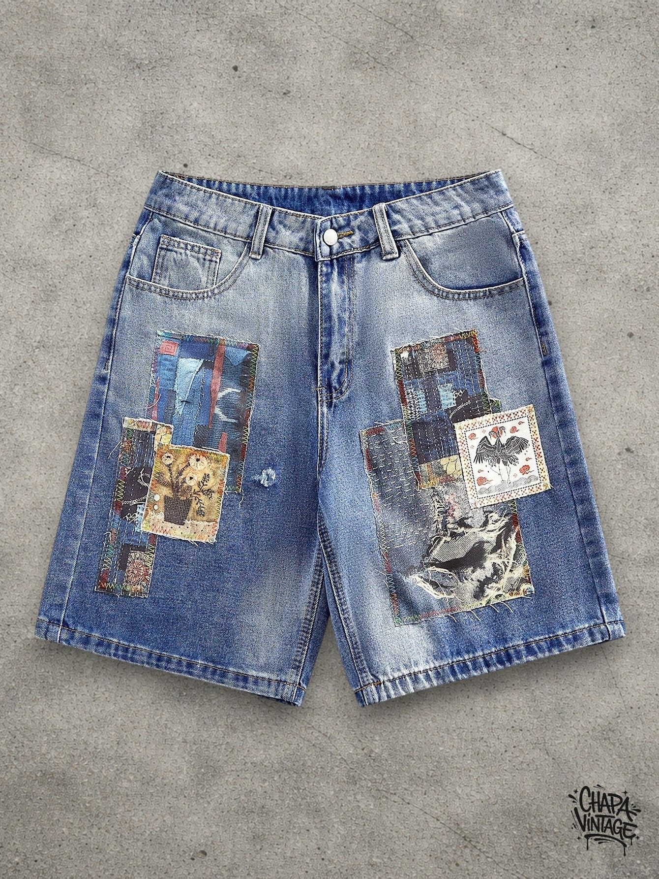 Japanese Brand Patchwork jeans shorts Size US 32 / EU 48 - 1 Thumbnail
