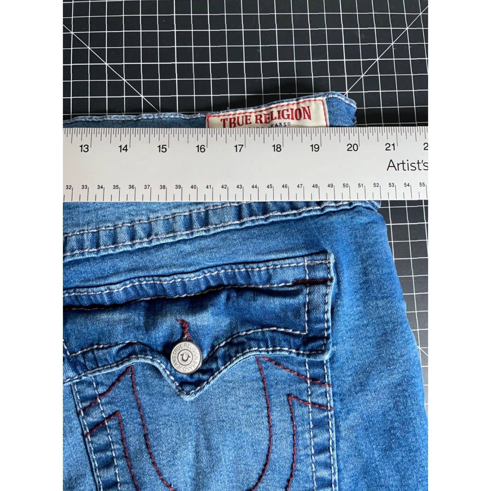 True Religion VINTAGE True Religion Ricky Relaxed Jeans Men's 40 x 33 Distressed Blue Denim 90s Rock Size US 40 / EU 56 - 5 Thumbnail