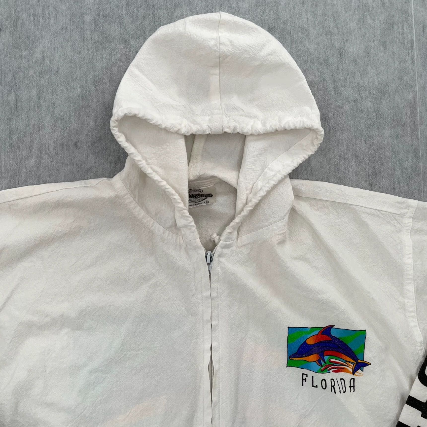 Vintage VINTAGE Cottonseed Florida Windbreaker Jacket Adult Small White Full Zip Hooded Pockets Mens S Size US S / EU 44-46 / 1 - 4 Thumbnail