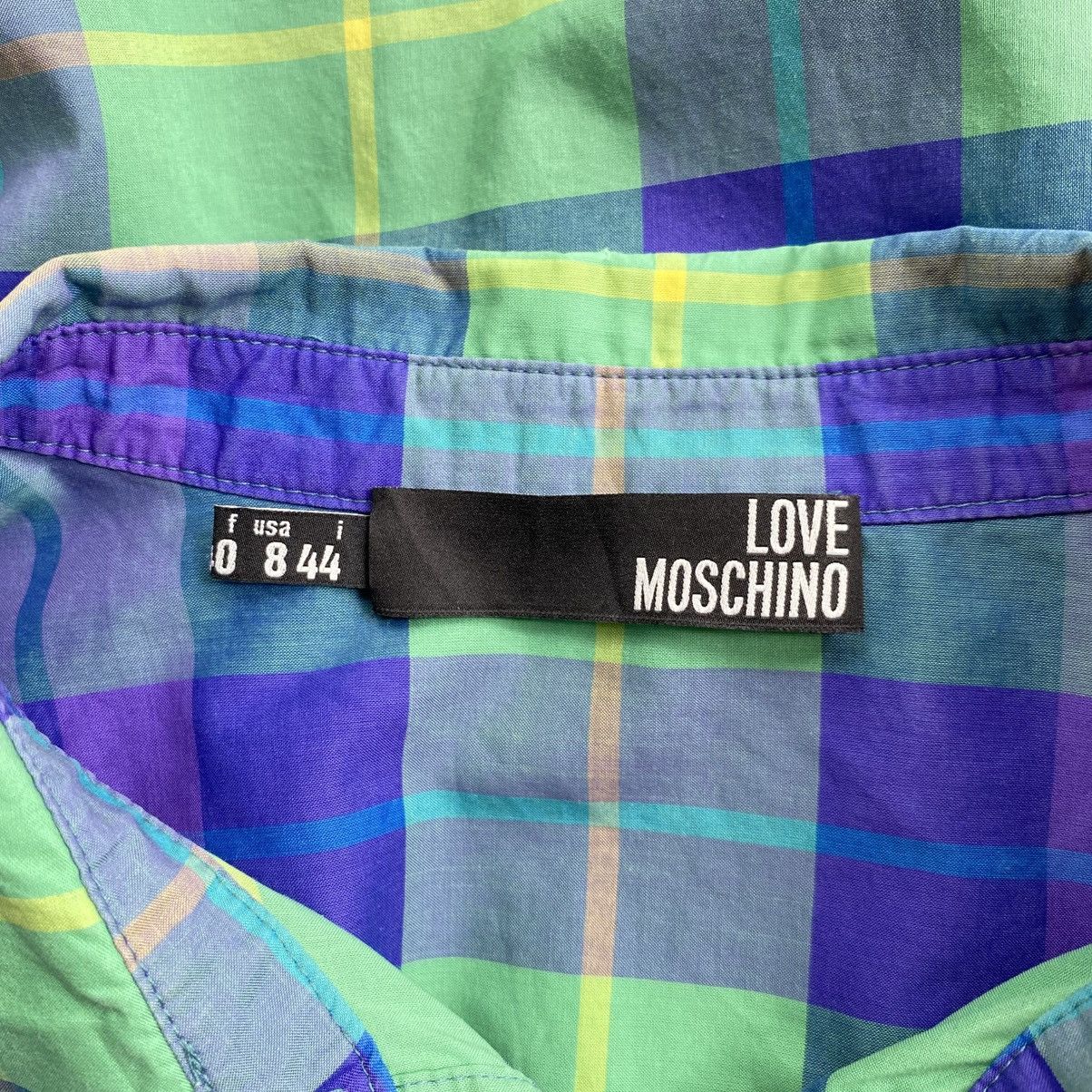 Love Moschino Love Moschino Green and Purple Plaid Short Sleeve Shirt Size M / US 6-8 / IT 42-44 - 19 Thumbnail