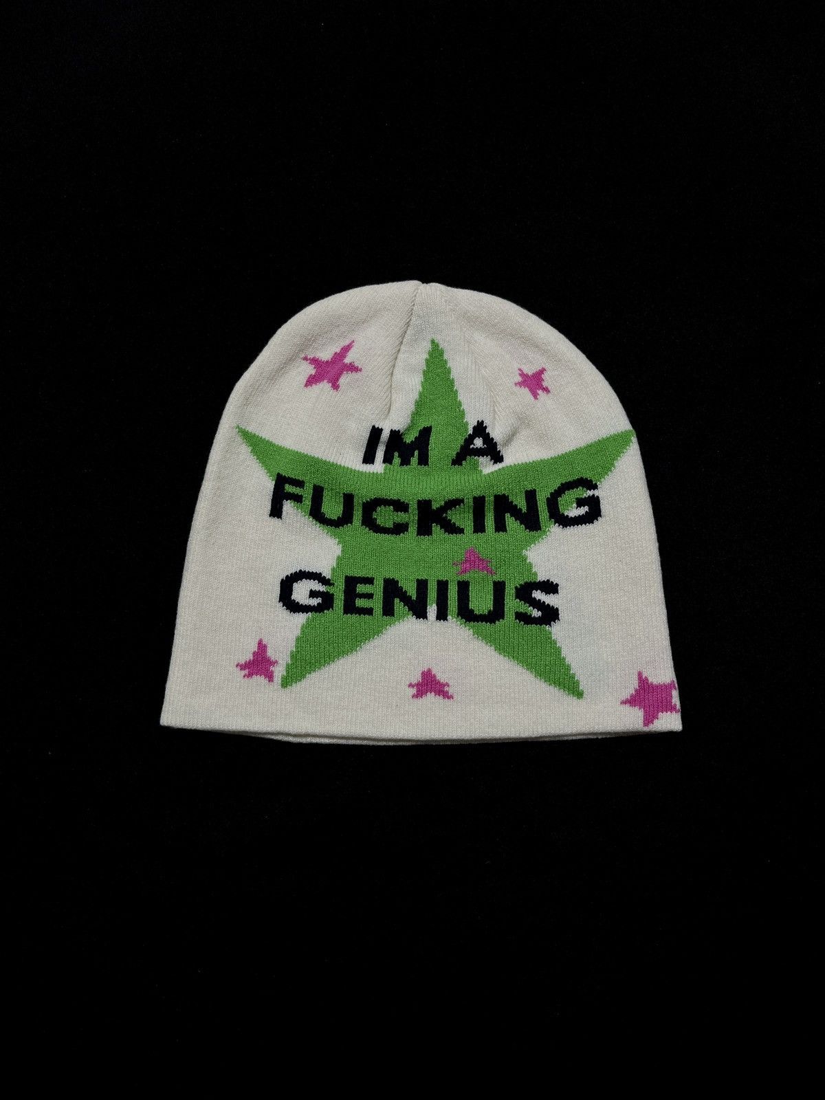 Japanese Brand Rare I’m a Fucking Genius Slogan No Cuff Knit Beanie OS Size ONE SIZE - 1 Thumbnail