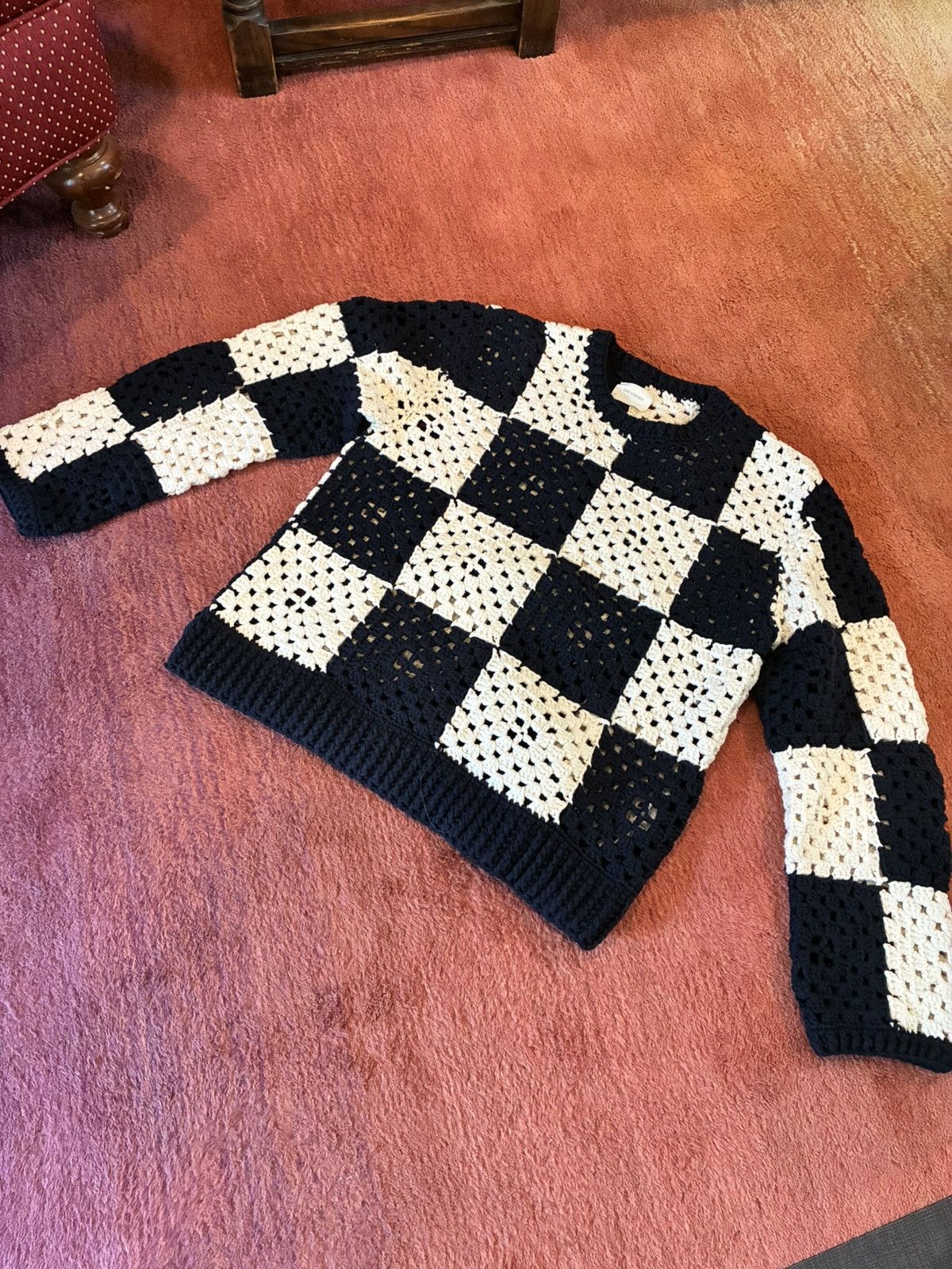 Aime Leon Dore Navy/white crochet sweater Size US M / EU 48-50 / 2 - 2 Thumbnail