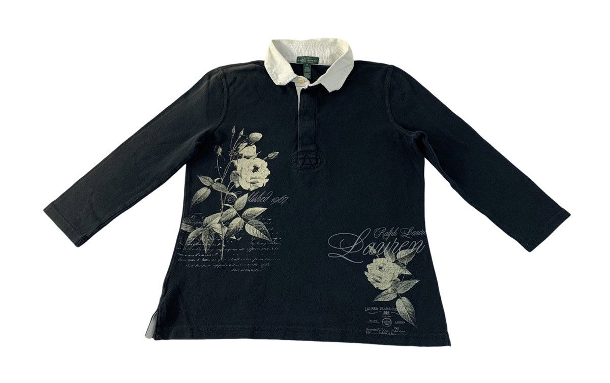 Lauren Ralph Lauren × Ralph Lauren LRL Lauren Jeans Co Ralph Lauren Rose Flower Logo Polo Tee Size M / US 6-8 / IT 42-44 - 1 Thumbnail