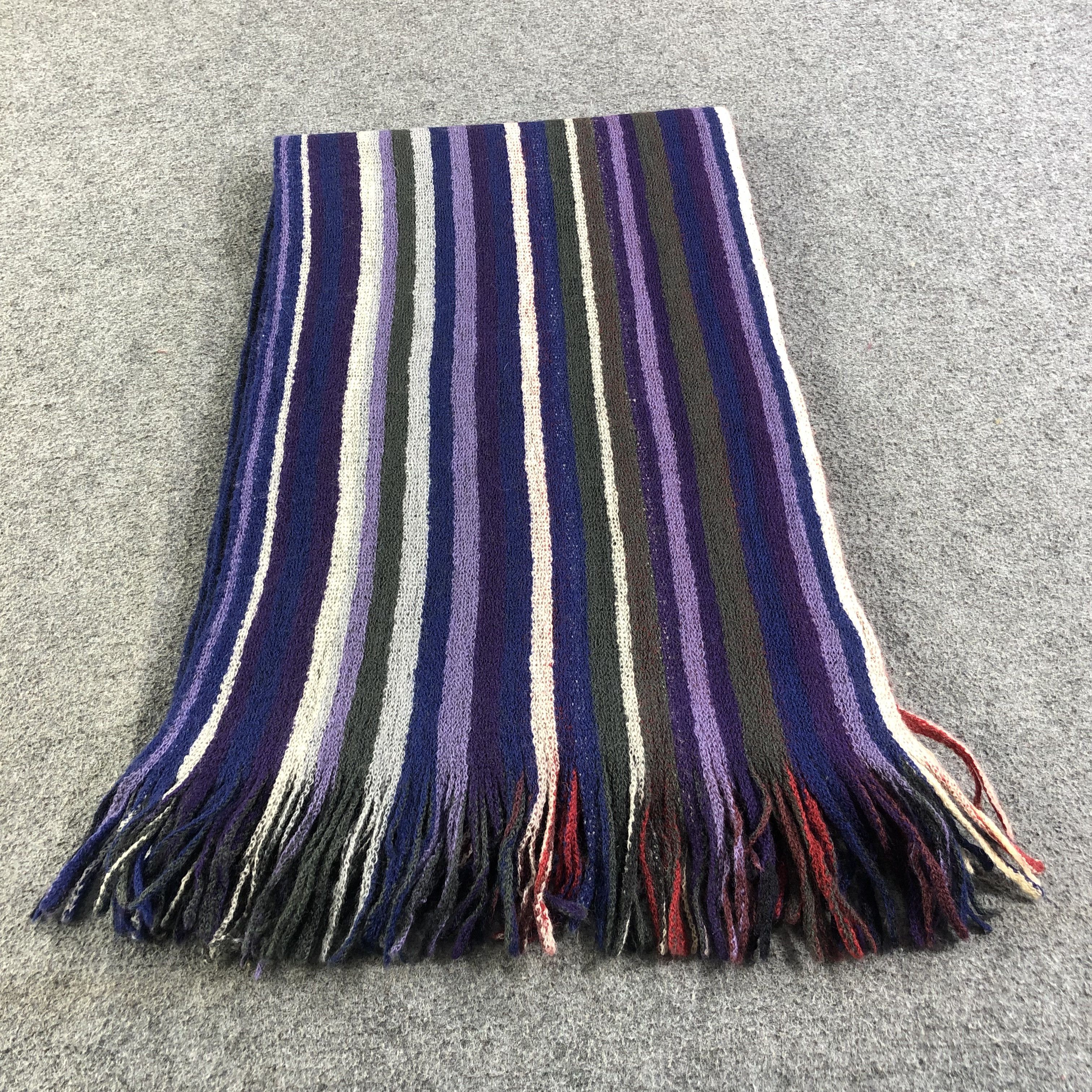PPFM PPFM Double Sided Striped Knit Wool Scarf Muffler V1094 Size ONE SIZE - 2 Thumbnail