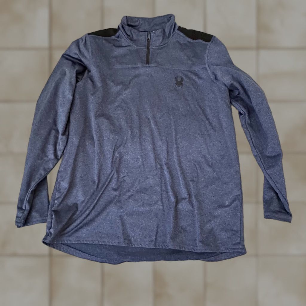Spyder Spyder Shirt Mens Adult Medium Blue 1/4 Zip Polyester Stretch Pullover Casual 90s Style Long Sleeve Active Pullover Shirt Mens Size US M / EU 48-50 / 2 - 1 Thumbnail