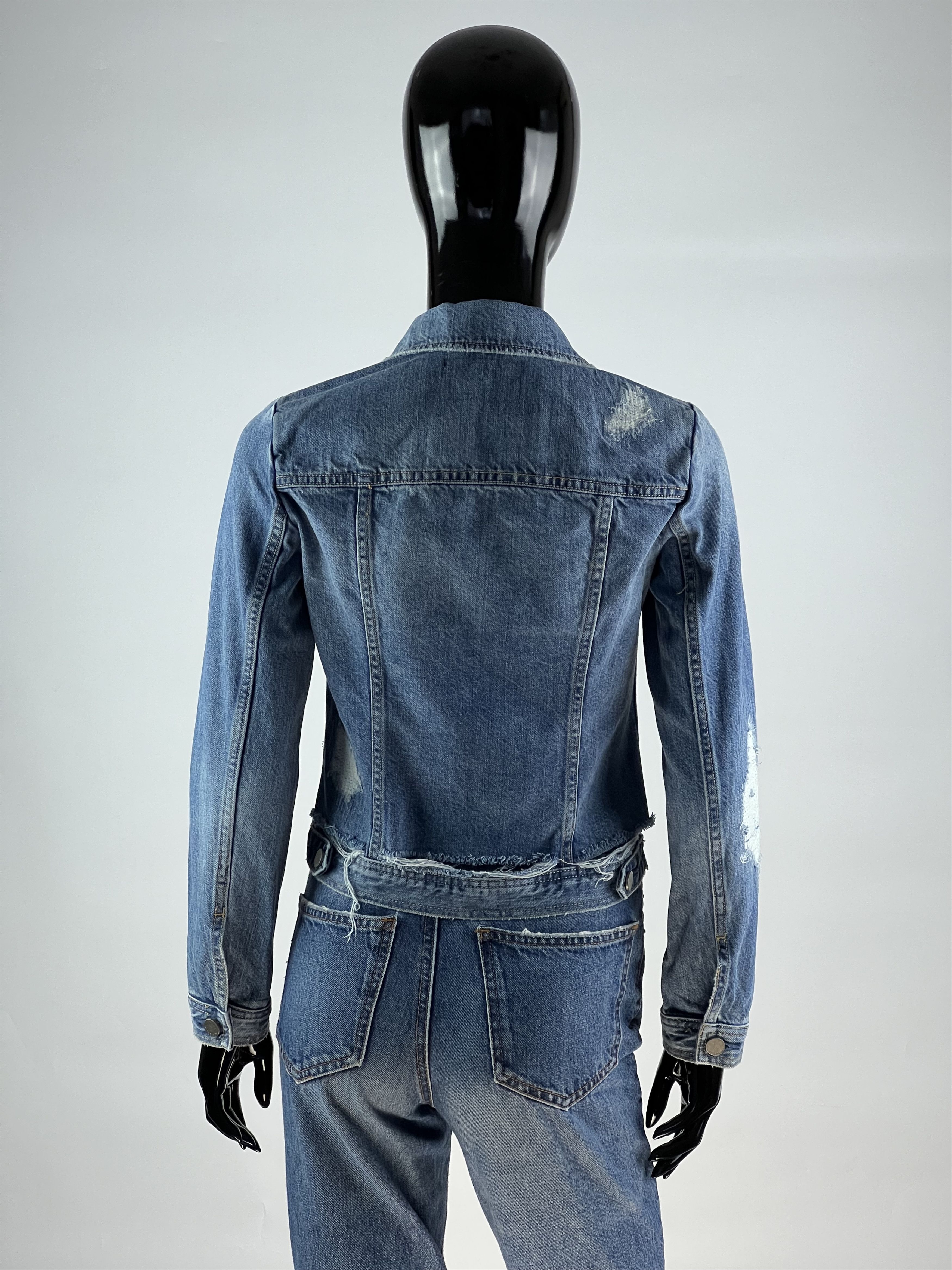 Allsaints AllSaints Women's Cropped Distressed Denim Jacket Size XS Size XS / US 0-2 / IT 36-38 - 3 Thumbnail
