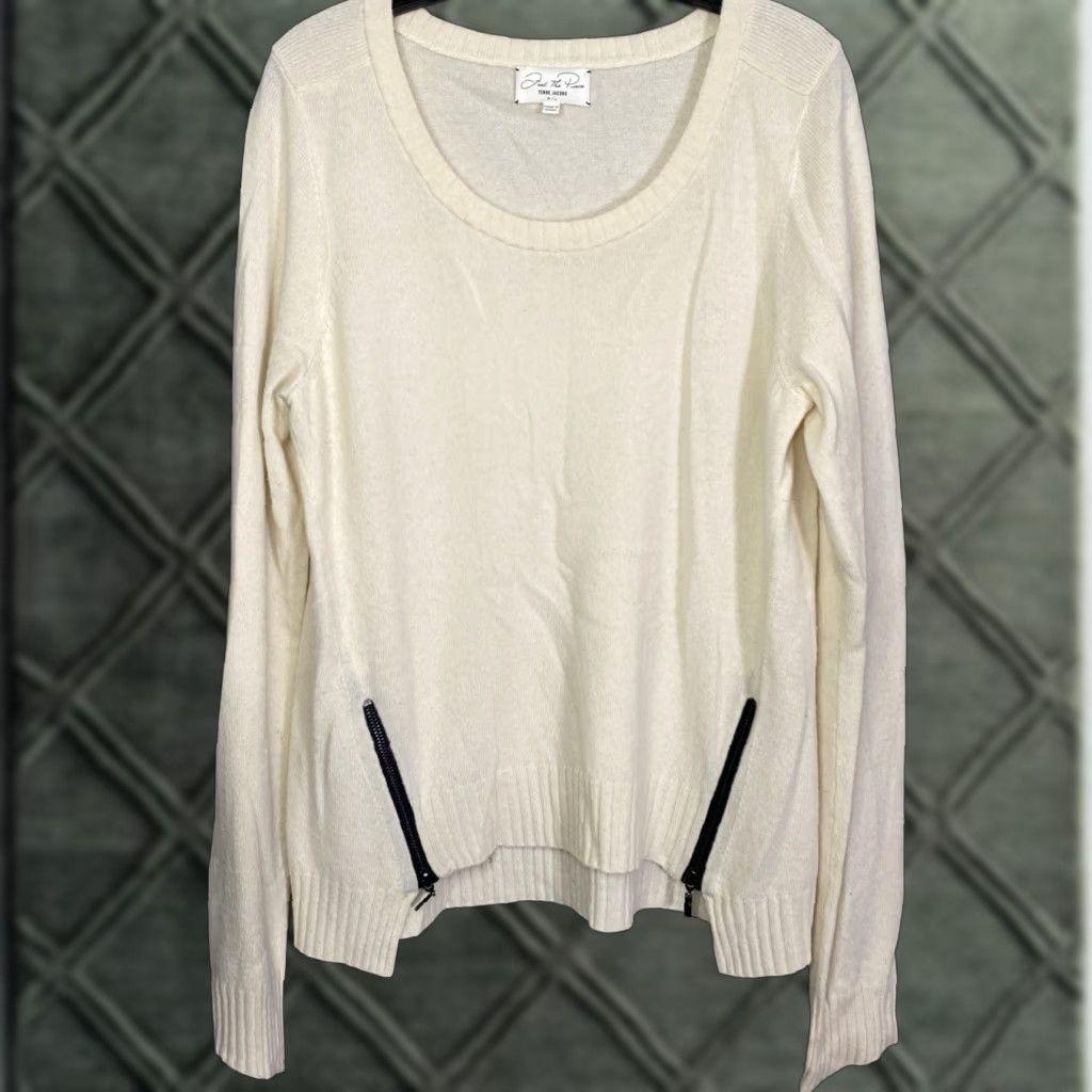 Vintage Womens 100% Cashmere Sweater Front Zip ‘Feel The Piece’ Terre Jacobs M/L Beige Pullover Long Sleeve Winter 20X25 Womens Size M / US 6-8 / IT 42-44 - 1 Thumbnail