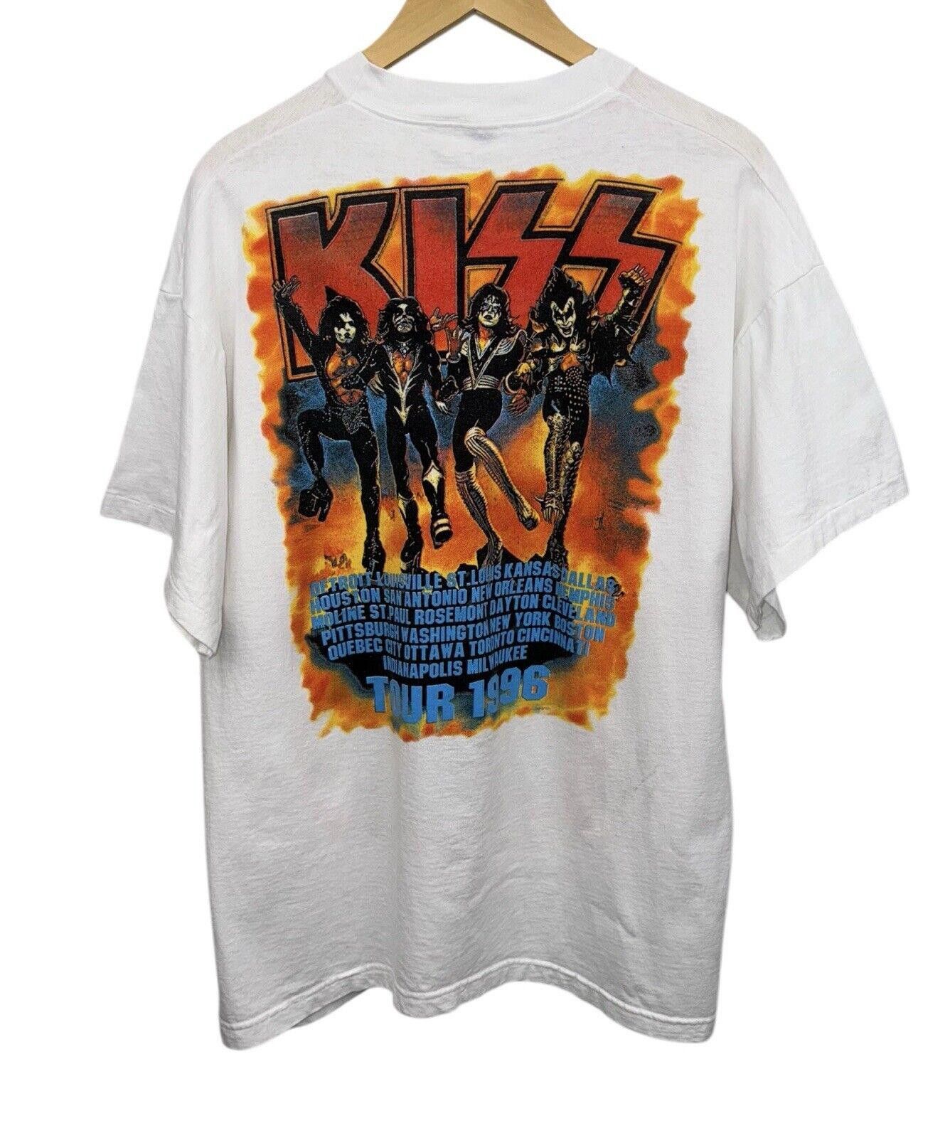Designer Vintage Kiss Double Sided 1996 Tour White Rock Band Shirt XL Size US XL / EU 56 / 4 - 3 Thumbnail
