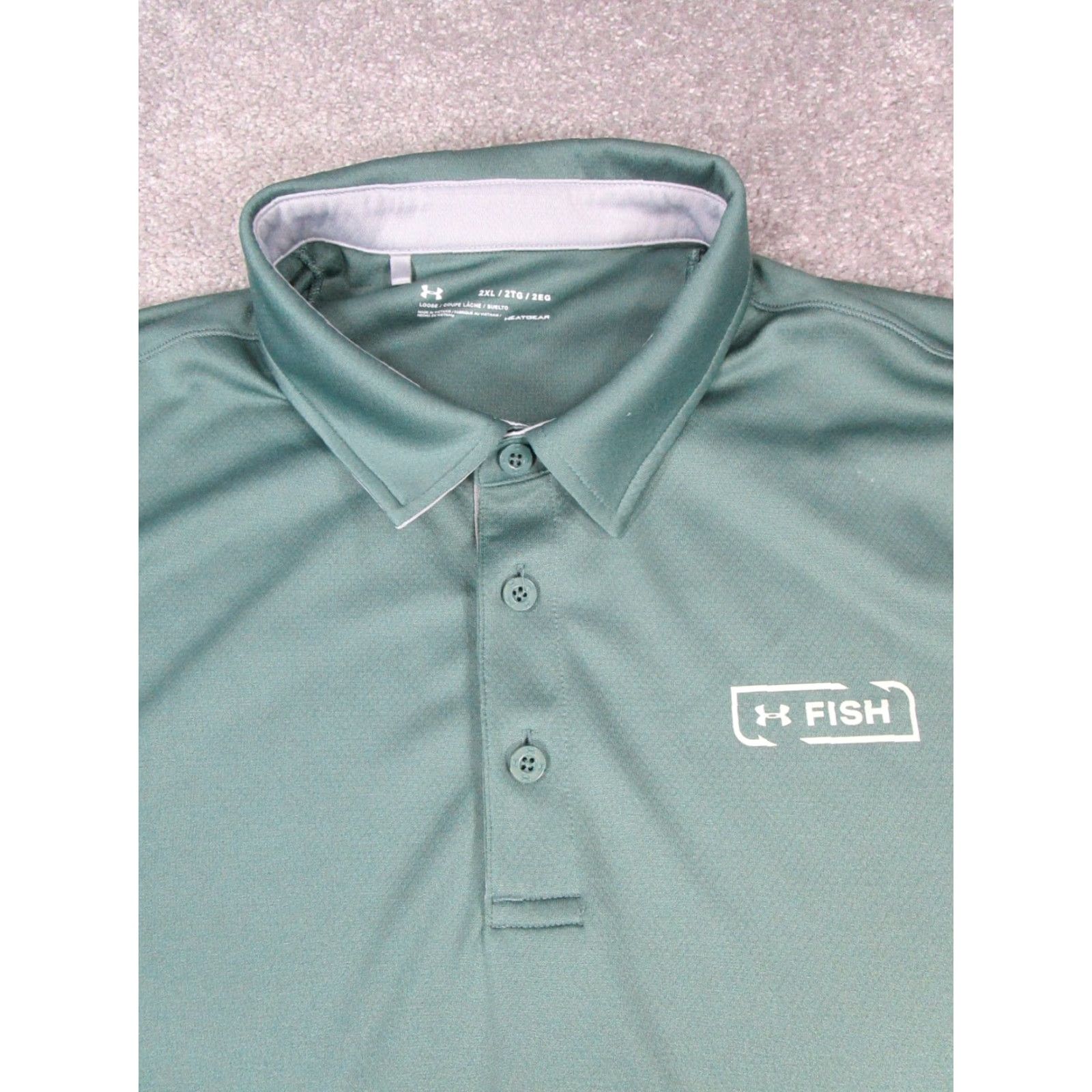 Under Armour Under Armour HeatGear Polo Shirt 2XL Green Fishing Fish Mens Size US XXL / EU 58 / 5 - 2 Thumbnail