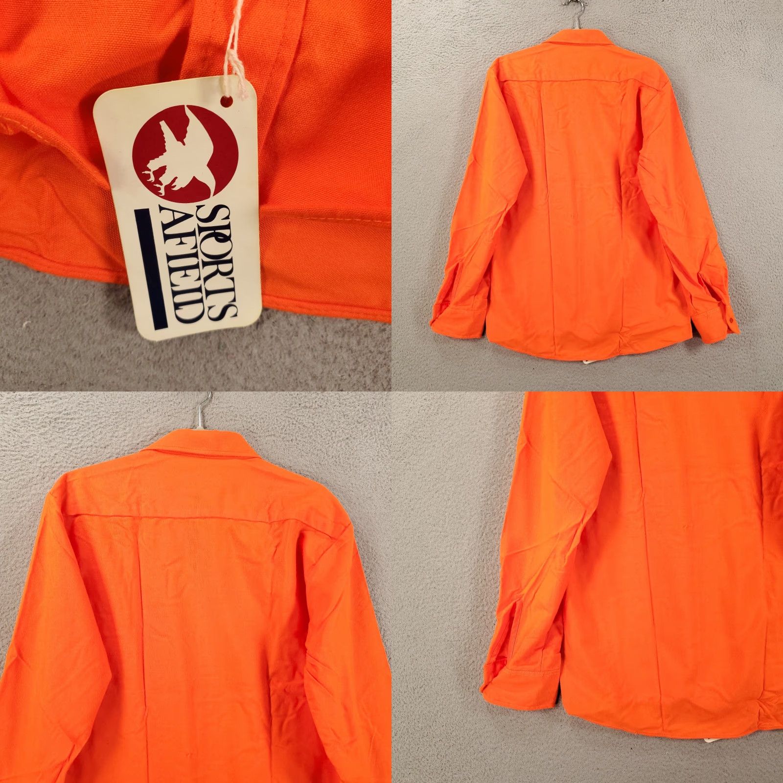 Hunter VINTAGE SPORTS AFIELD Button-Up Flannel Shirt Mens M Orange Hunter's Safety Orange Blank NOS Old Stock Regular Fit Size US M / EU 48-50 / 2 - 8 Thumbnail