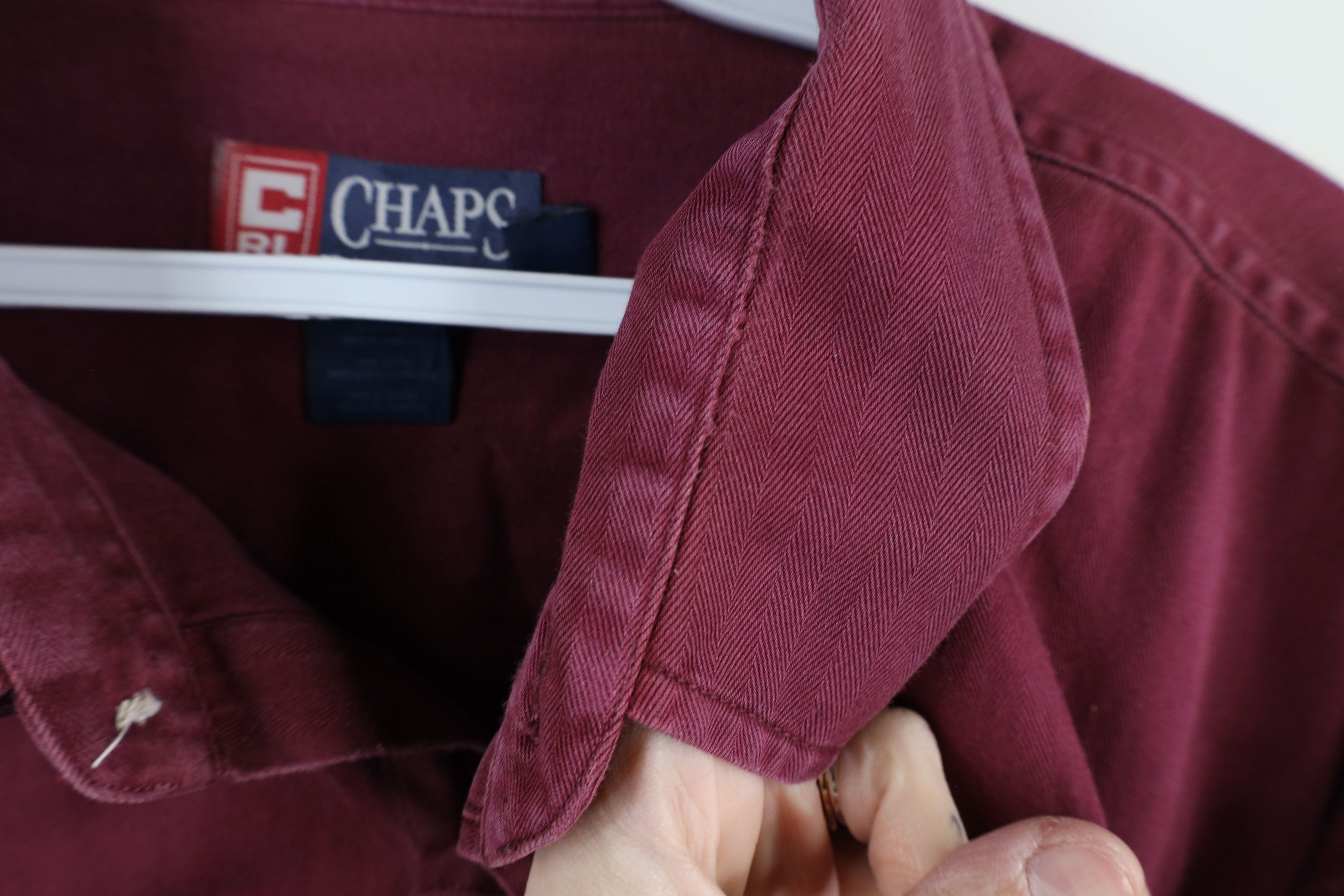 Ralph Lauren × Vintage Vtg 90s Chaps Ralph Lauren Herringbone Button Down Shirt Size US XXL / EU 58 / 5 - 12 Thumbnail