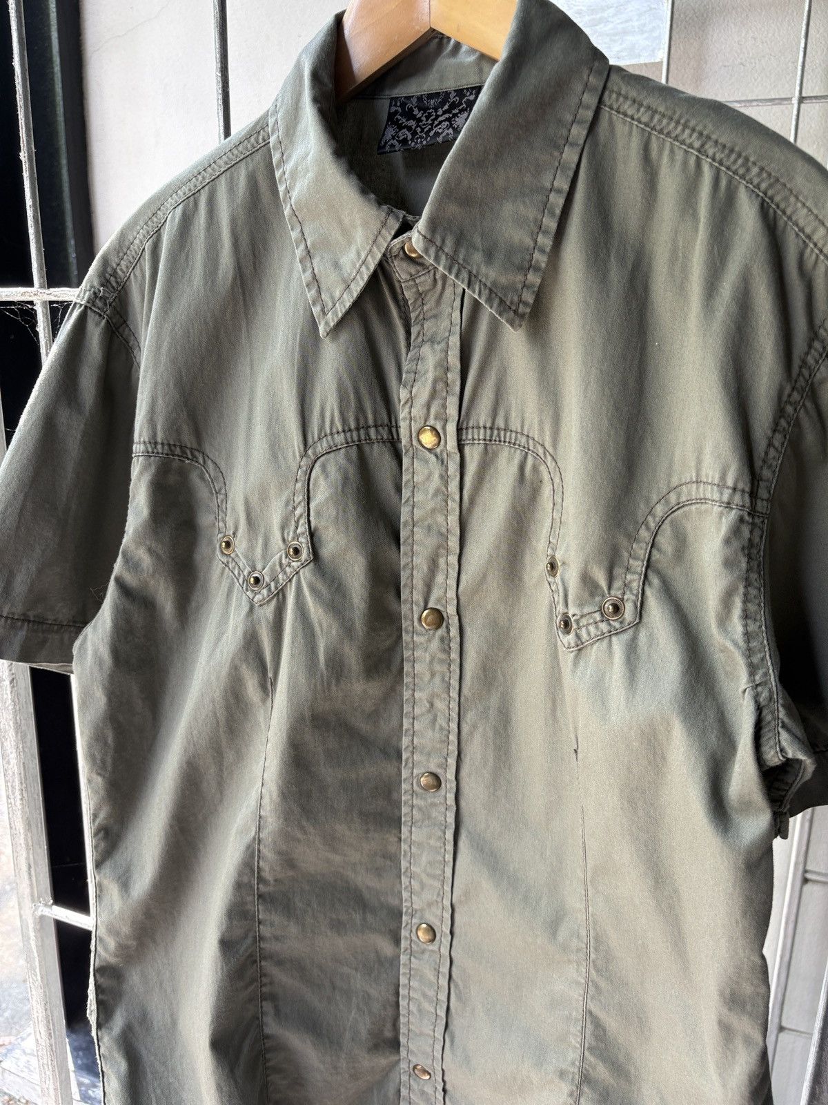 Japanese Brand Punk Y2K western olive green shirt Size US M / EU 48-50 / 2 - 6 Thumbnail