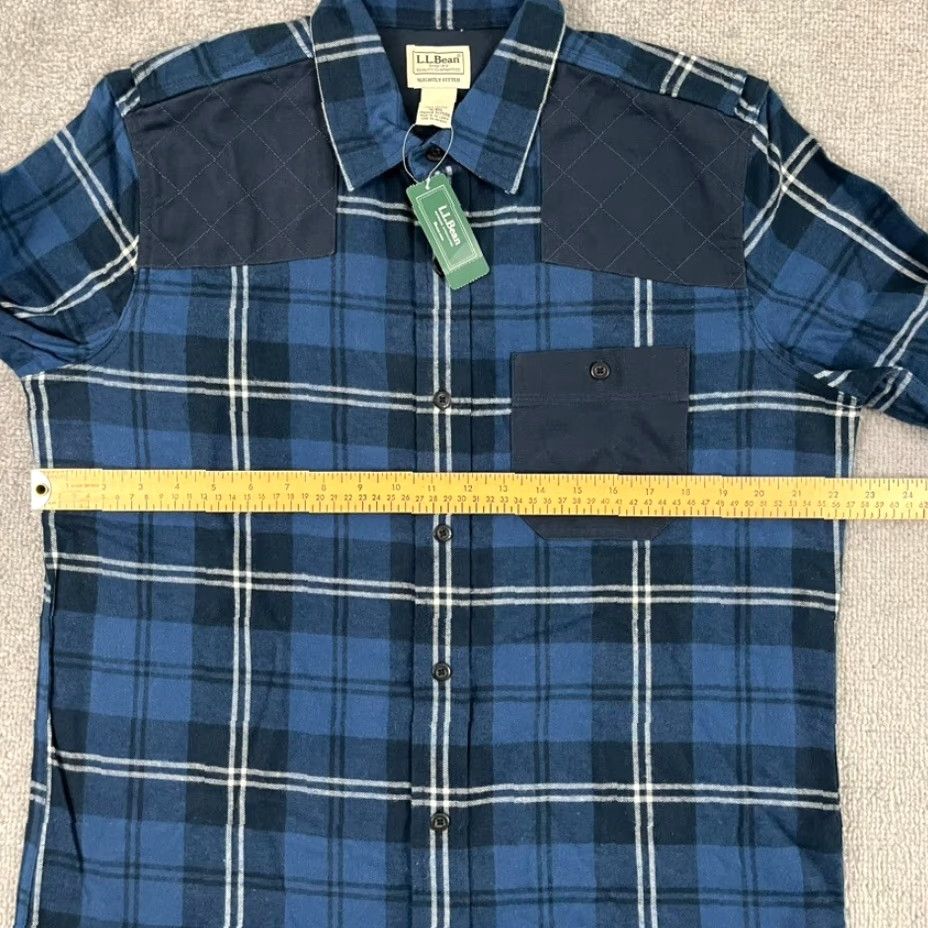 Vintage LL Bean Shirt Men Medium Slim Fit Plaid Flannel Button-Up Blue New Mens Size US M / EU 48-50 / 2 - 5 Thumbnail