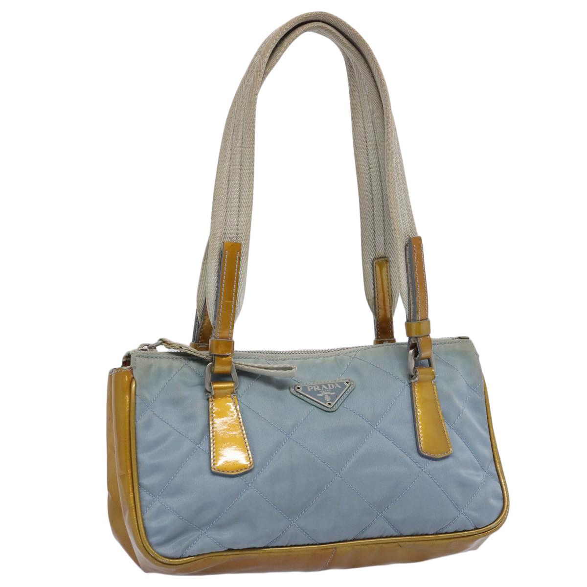 image of Prada Hand Bag Nylon Enamel Light Blue Auth 62677, Women's