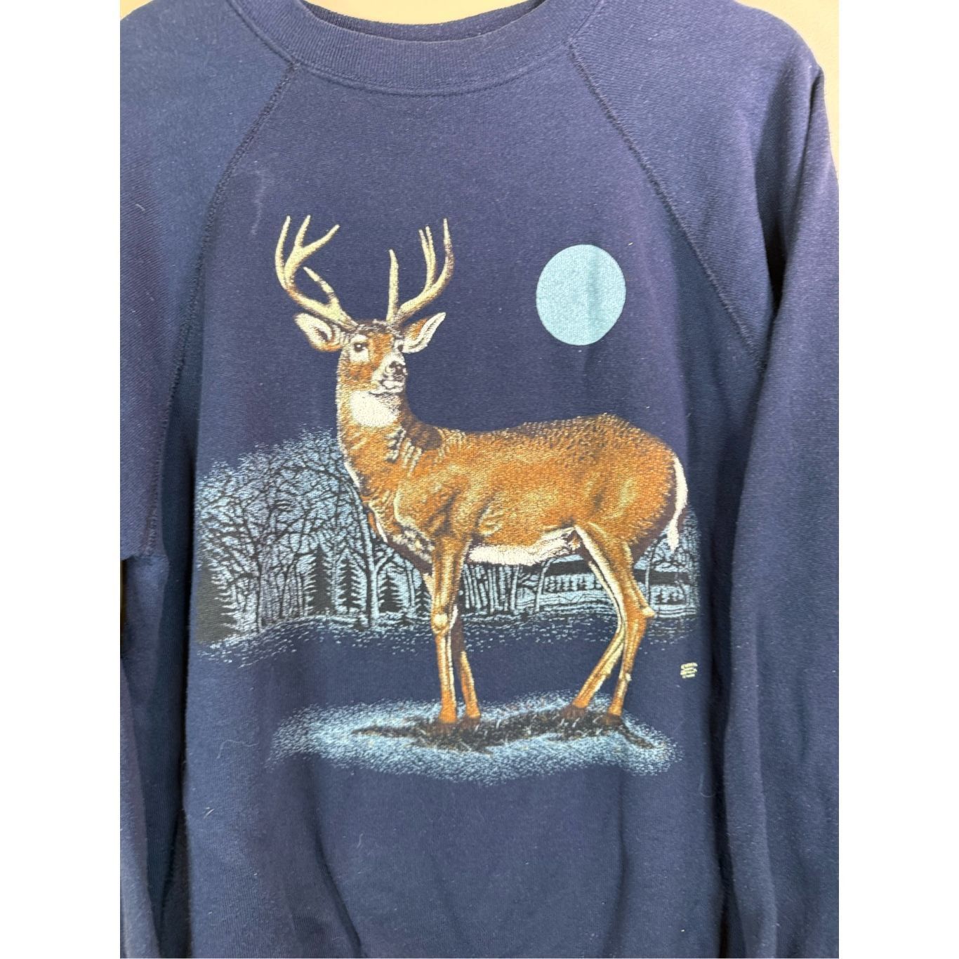 Vintage Size L - Vintage 1980s Tultex Deer Nature Fore Navy Sweatshi Size US L / EU 52-54 / 3 - 3 Thumbnail