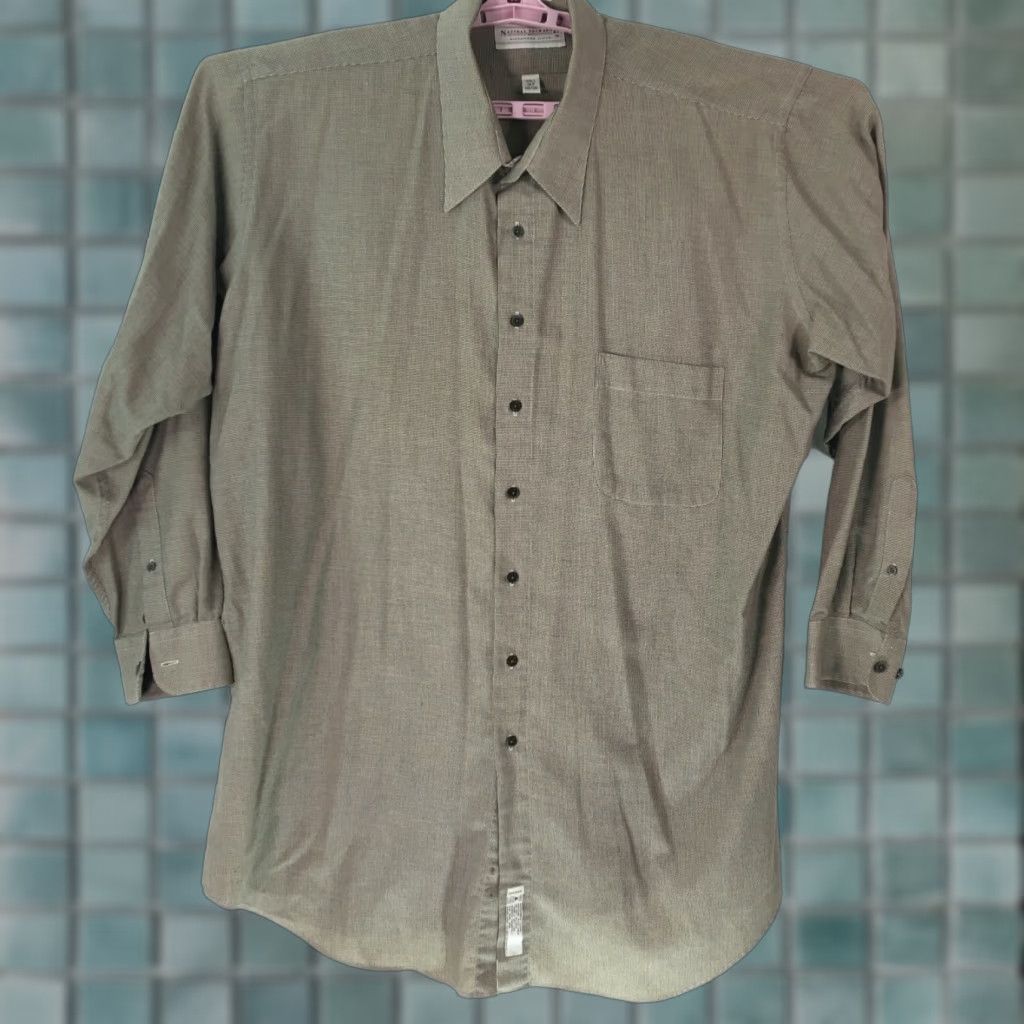 Vintage Natural Exchange Mens Houndstooth Button-Up Shirt 18.5 Big & Tall Brown Long Sleeve Casual Formal Mens Size US XXL / EU 58 / 5 - 1 Thumbnail