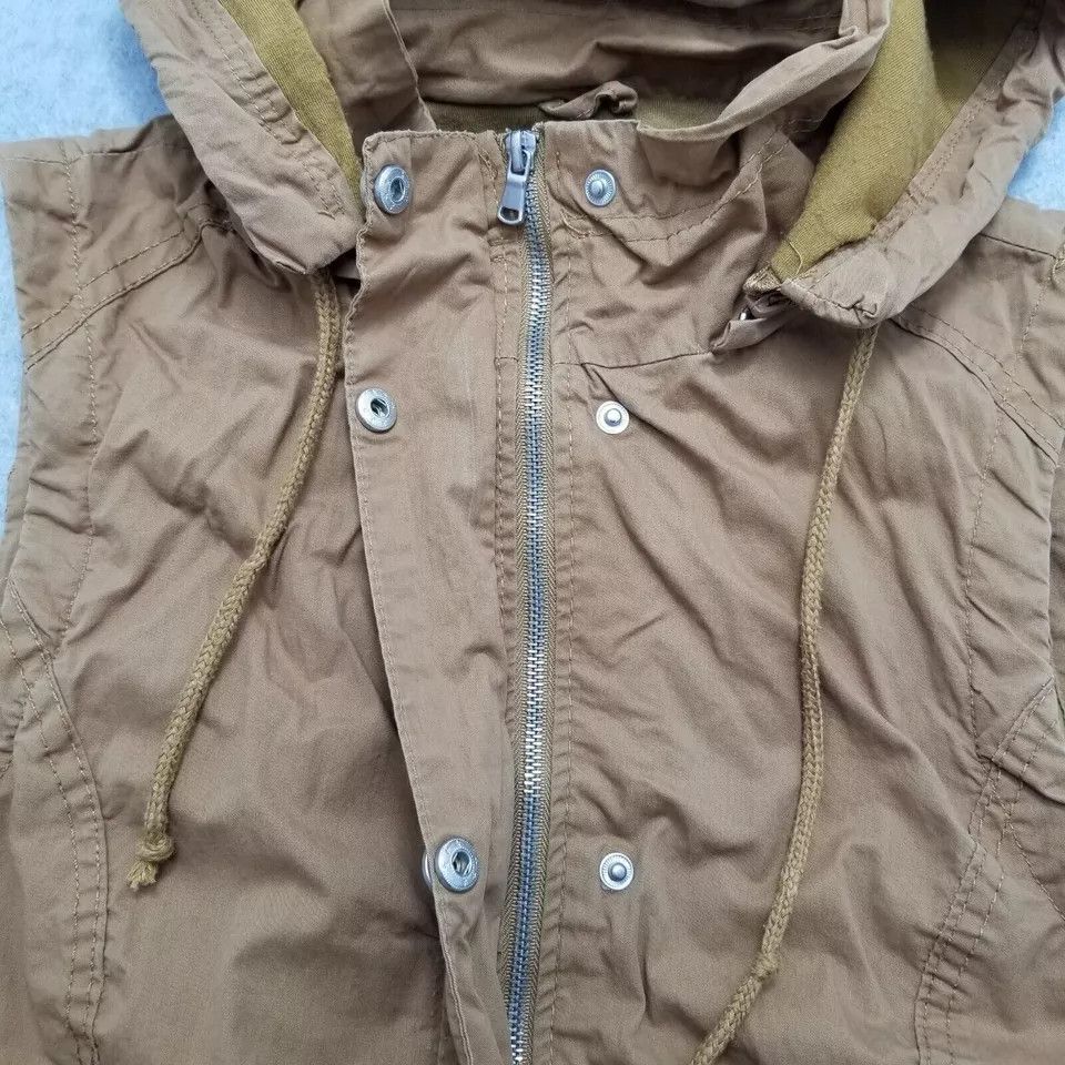 Other Cute Jacket Womens Medium Brown Vest Hooded Pockets Zip Size M / US 6-8 / IT 42-44 - 4 Thumbnail
