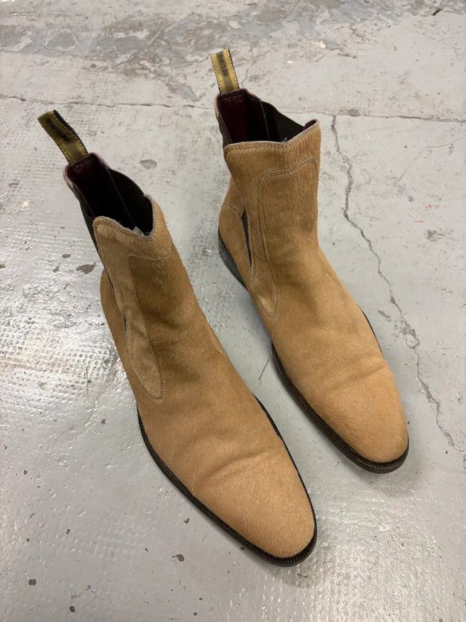 Roberto Cavalli 2000s Roberto Cavalli Beige Ponyhair Chelsea Leather Boots Size US 9 / EU 42 - 4 Thumbnail
