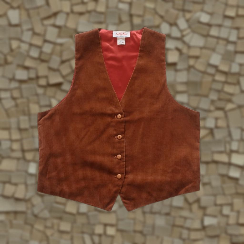 Vintage VINTAGE Sally Gee CORDUROY 100% COTTON VTG 70s 80s VEST MADE IN USA BROWN SZ L UNISEX Size US L / EU 52-54 / 3 - 1 Thumbnail