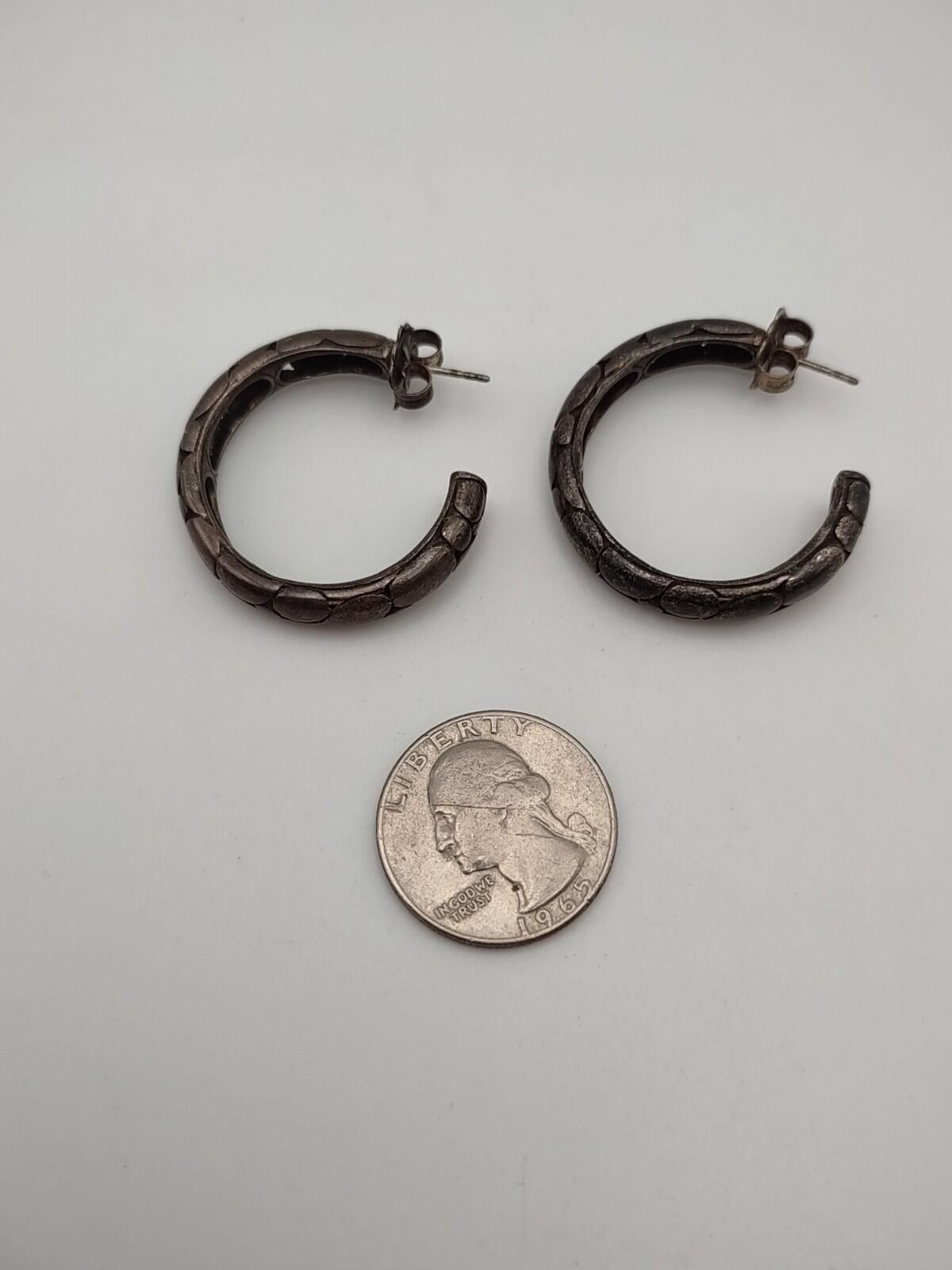 The Unbranded Brand Sterling Silver Chunky Hoop Earrings Vintage Size ONE SIZE - 4 Thumbnail