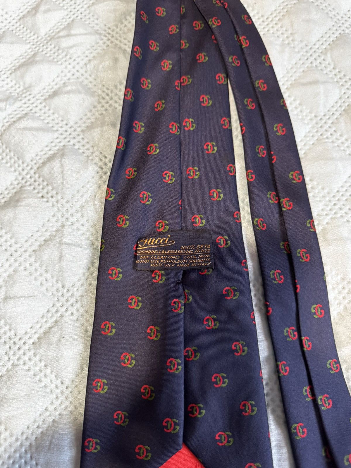 Gucci Vintage Gucci GG Logo Silk Tie - Red & Green Monogram Size 40 - 3 Thumbnail