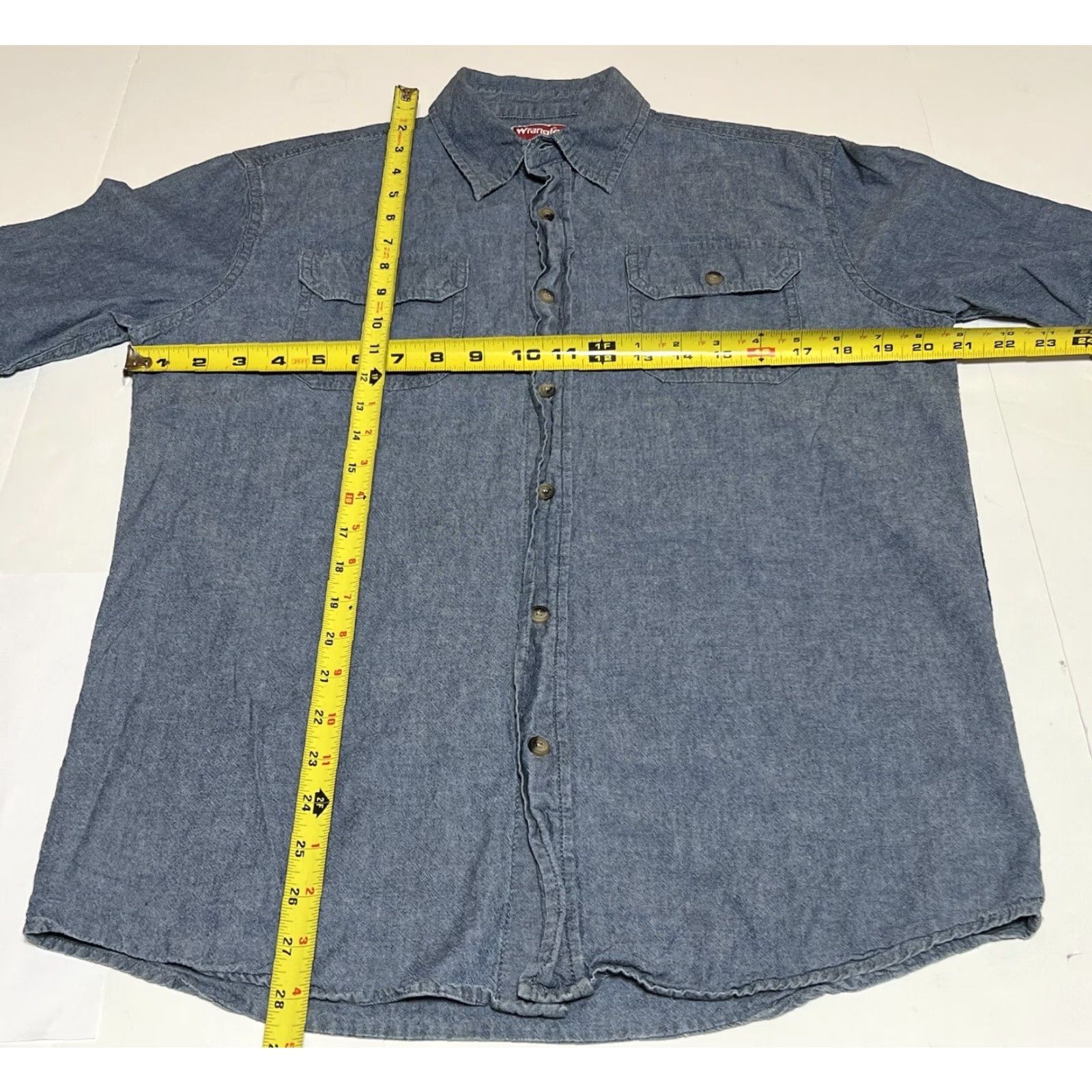 Wrangler Wrangler Shirt Button-Up Chambray Short Sleeve Pockets Men S Blue Cotton Regular Casual Shirts Size US S / EU 44-46 / 1 - 4 Thumbnail