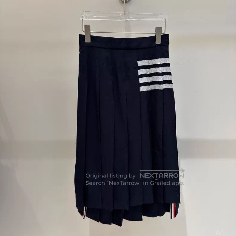 Thom Browne Thom Browne Classic Pleated Skirt - Medium Long, Dark Blue Size 25" / US 0 / IT 36 - 1 Thumbnail