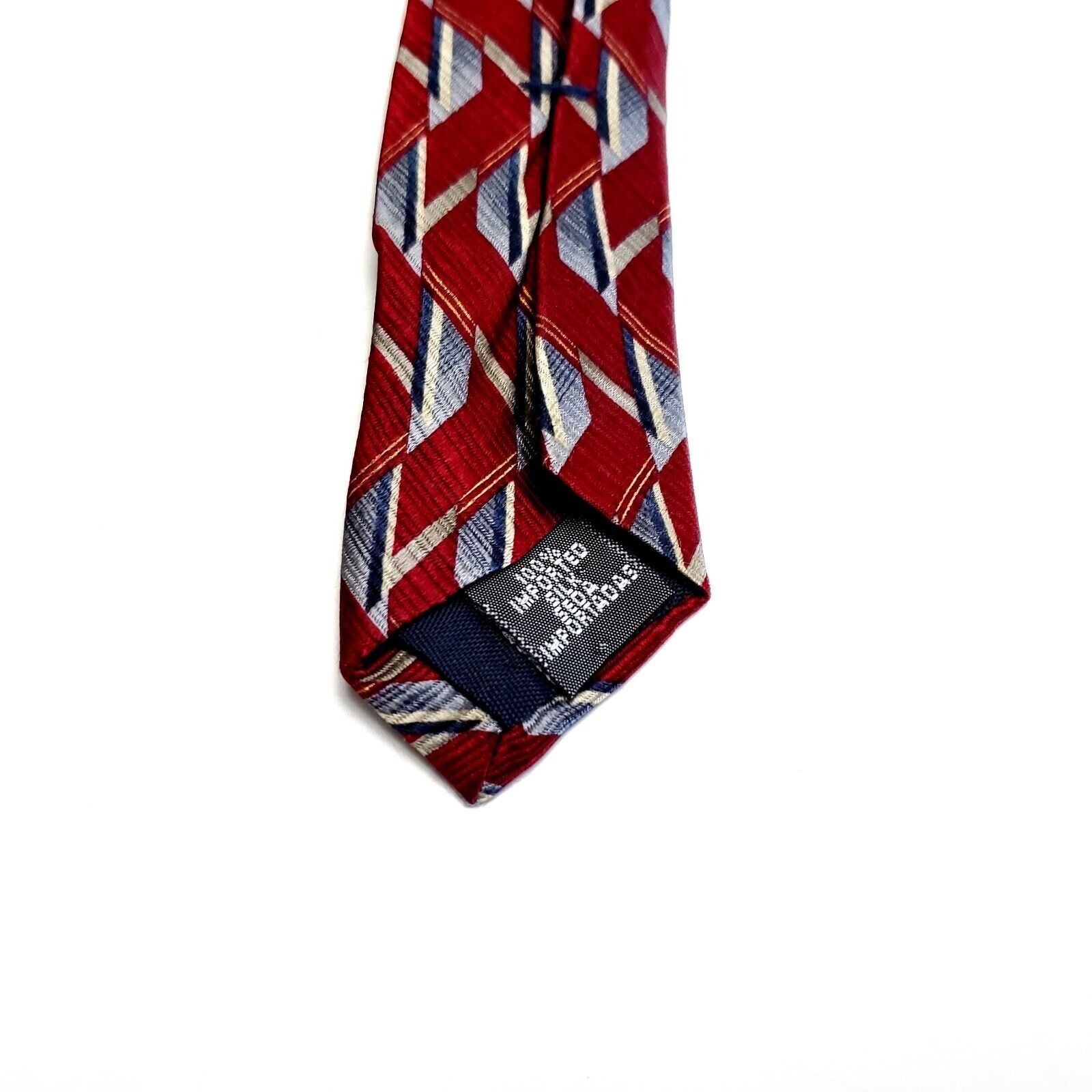 Stafford Stafford Red Print Abstract Geometric Short Wide Silk Tie Size ONE SIZE - 4 Thumbnail