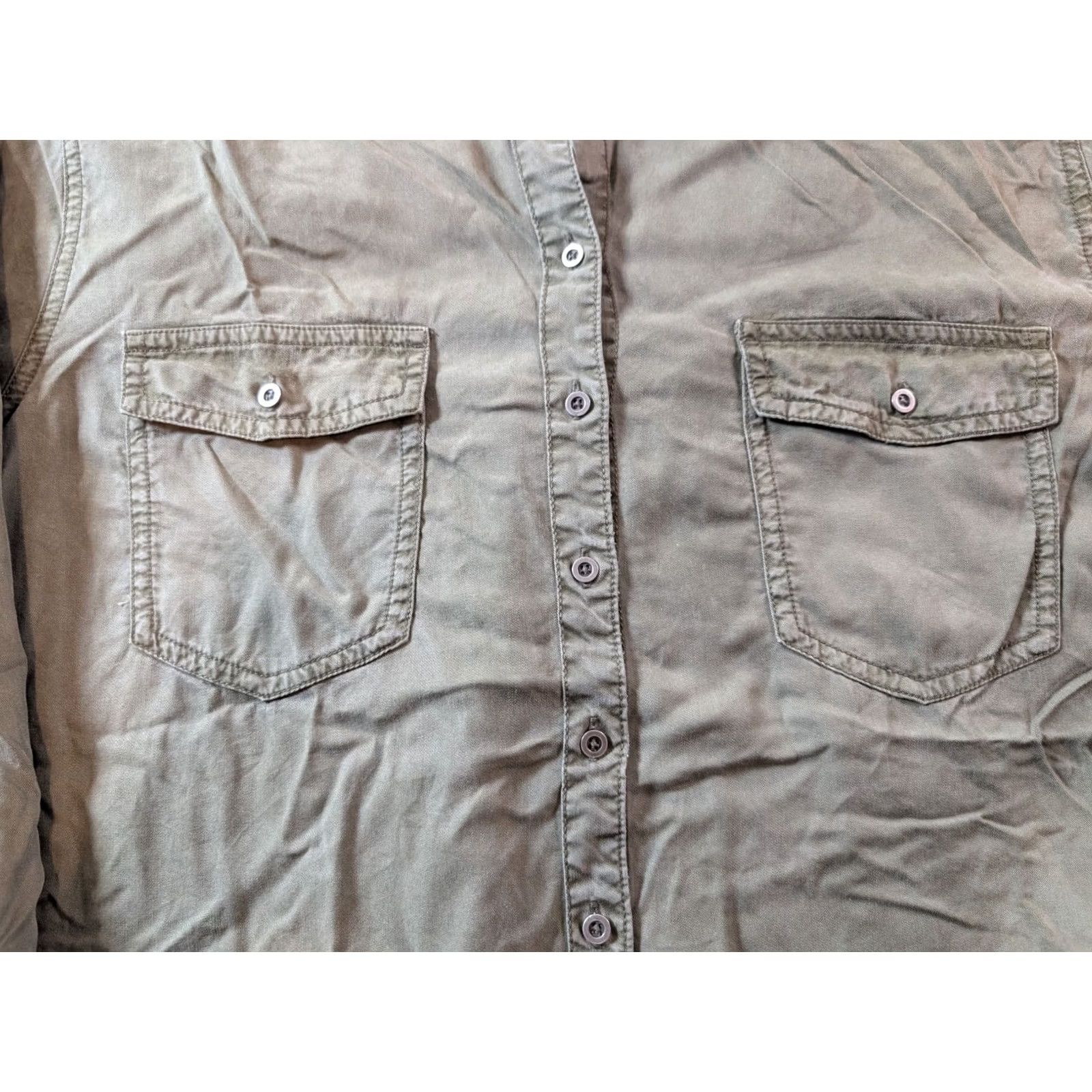 Buffalo David Bitton Buffalo David Bitton Button-Up Shirt Mens XL Lyocell Green Military Pockets Canvas Slim Casual Size US XL / EU 56 / 4 - 4 Thumbnail