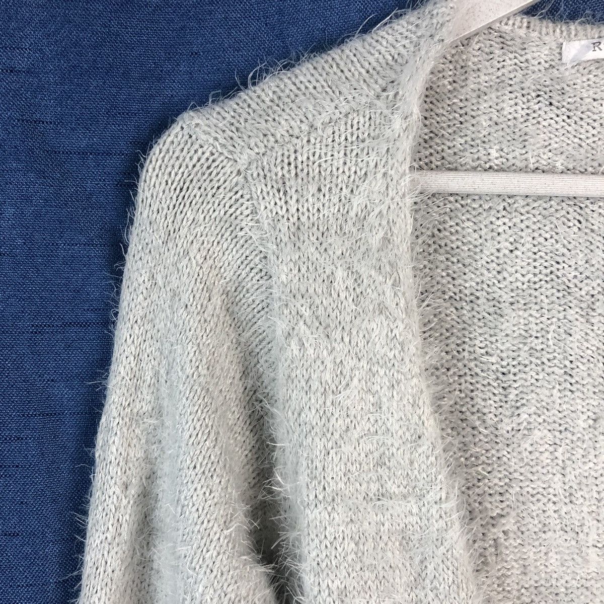 Aran Isles Knitwear × Homespun Knitwear × Japanese Brand Rusheria Grey Shag Shaggy Fur Mohair Cardigan #847 Size S / US 4 / IT 40 - 4 Thumbnail