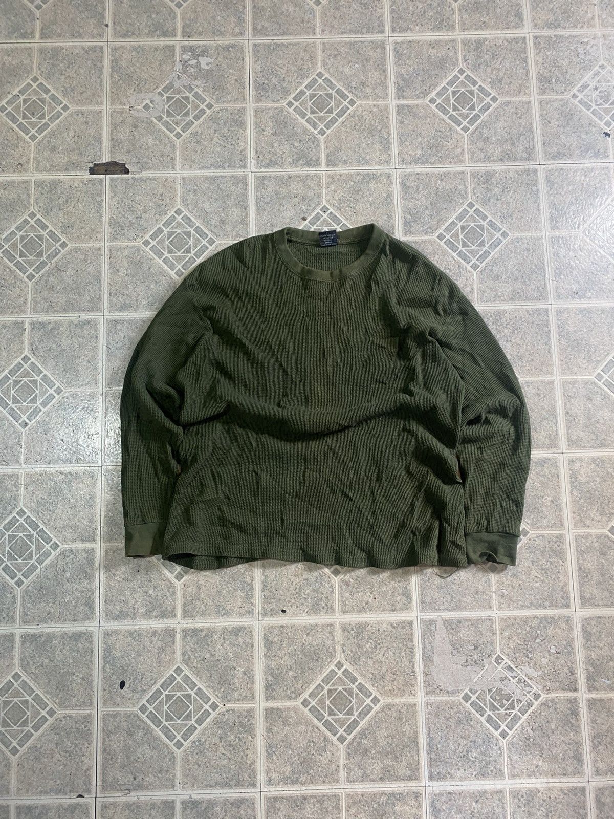 Other Vintage 90s faded green waffle knit thermal long sleeve Size US XL / EU 56 / 4 - 1 Thumbnail