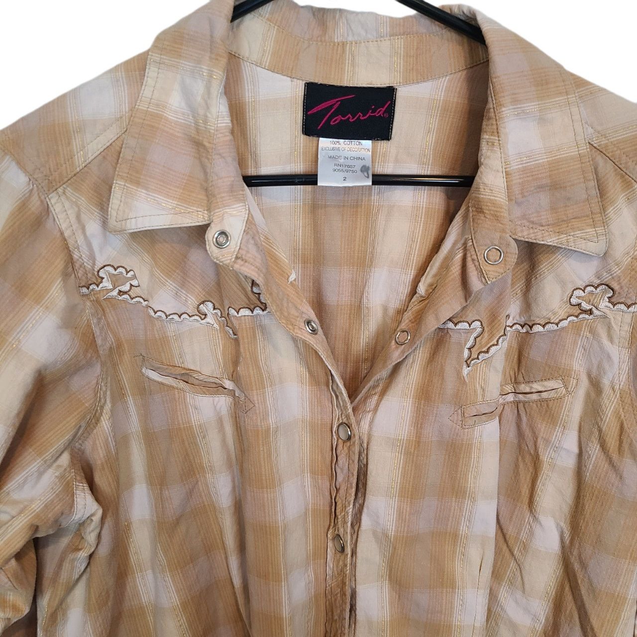 Corridor Torrid Top 2X Plaid Western Shirt Pearl Snap Country Cowgirl Size XXL / US 16-18 / IT 52-54 - 2 Thumbnail