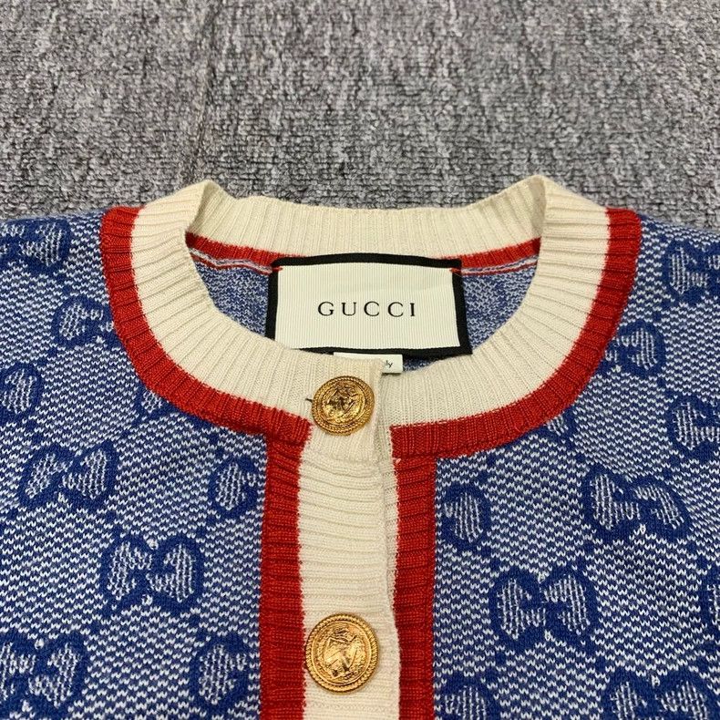 Gucci Gucci Blue double G old flower full print knitted cardigan Size S / US 4 / IT 40 - 9 Thumbnail