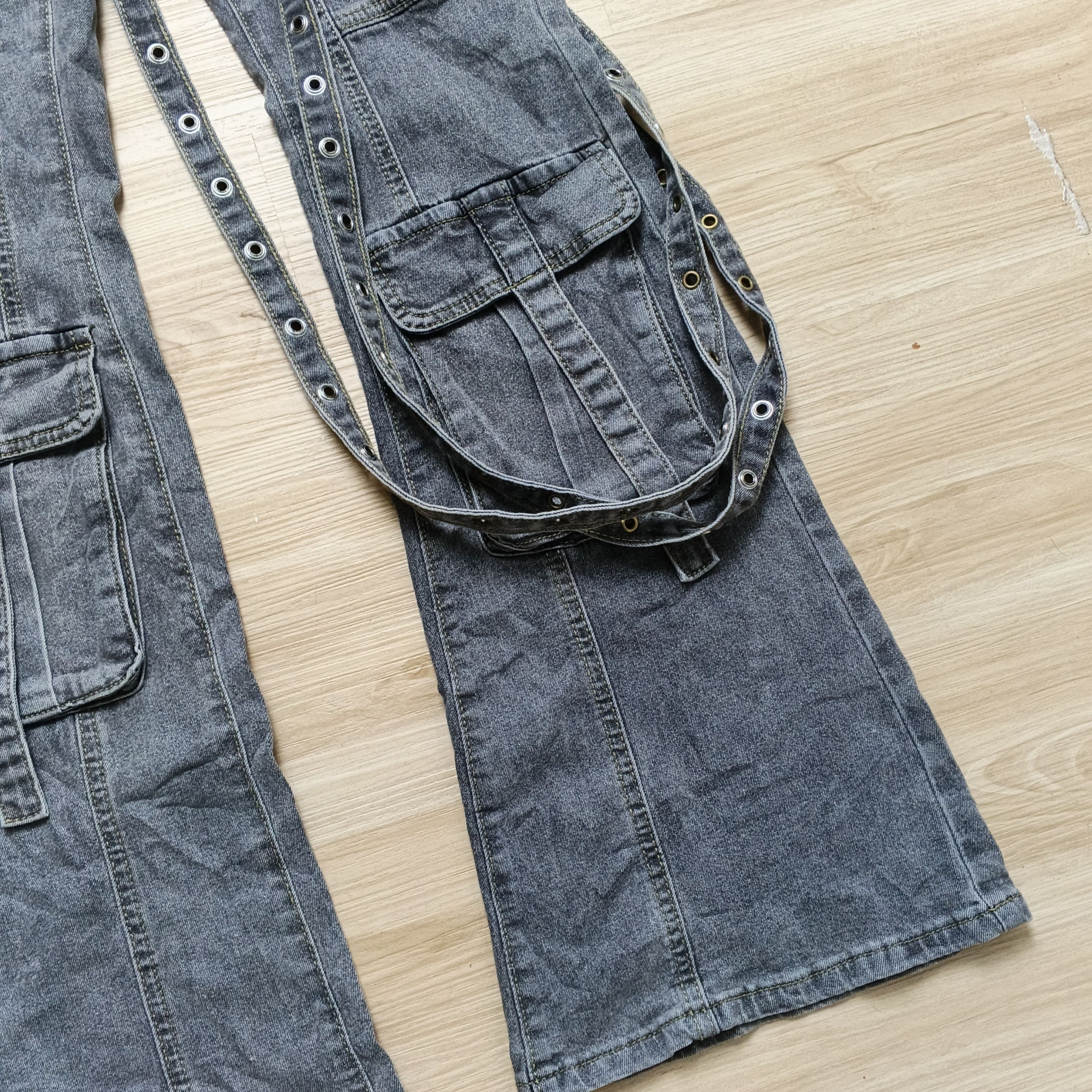 Le Grande Bleu (L.G.B.) Vintage Japanese Multi Pocket Flared Grunge Lace Jeans Size 24" / US 00 / IT 34 - 5 Thumbnail