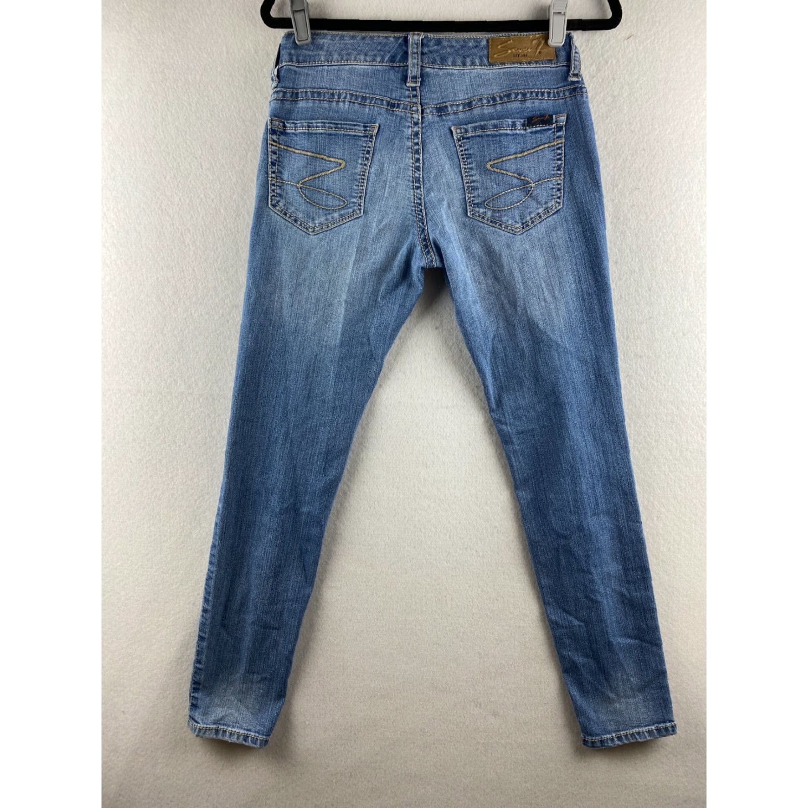 Vintage Seven7 Womens Jeans Jegging Distressed Denim 28 Blue Embroidered 5-Pocket Stretch Denim Jeans Women Regular Size 28 Size 28" / US 6 / IT 42 - 7 Thumbnail
