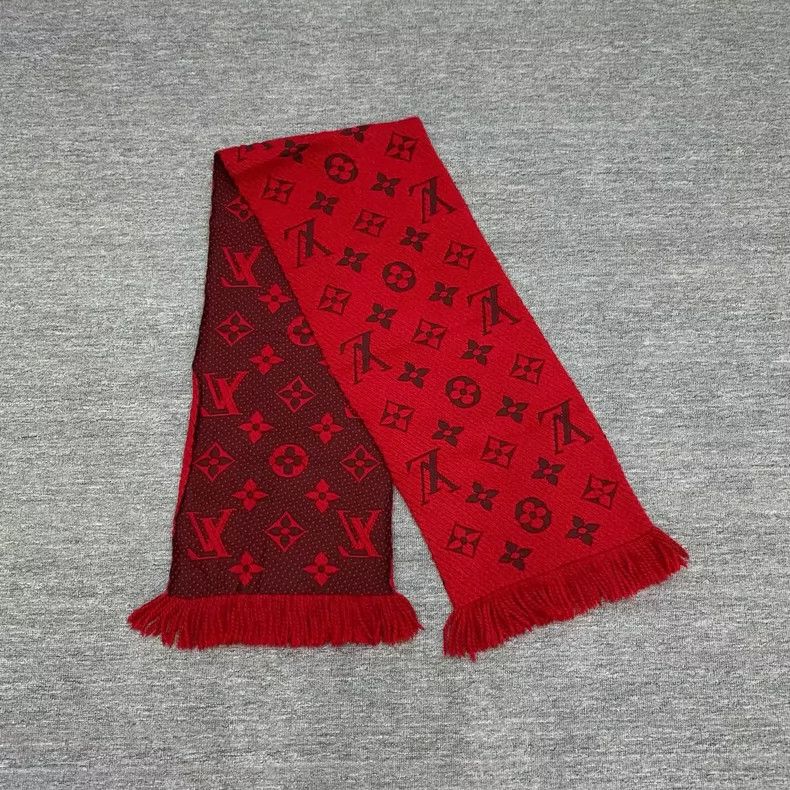 Louis Vuitton Louis Vuitton Red presbyopic full print wool fringe scarf Size ONE SIZE - 7 Thumbnail