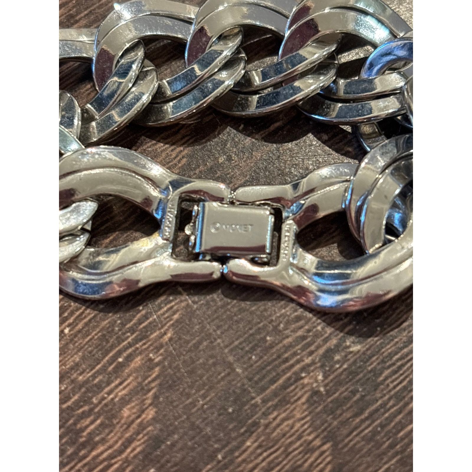 Monet Vintage Monet Silver Tone Chunky Bracelet 6.75 Inch Signed Size ONE SIZE - 7 Thumbnail