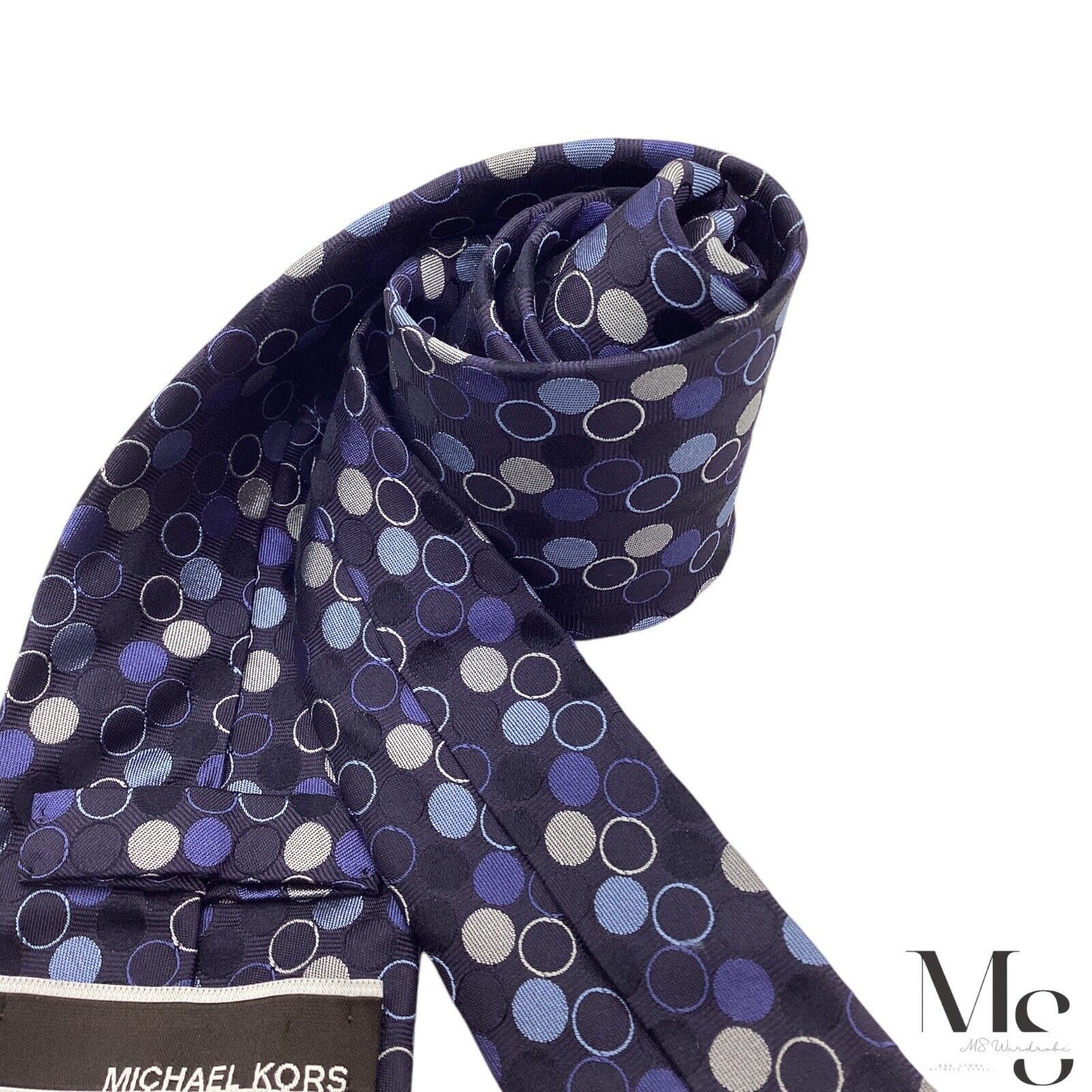 Michael Kors MICHAEL KORS Blue Geometric Luxury Designer Silk Tie Made In Size ONE SIZE - 4 Thumbnail