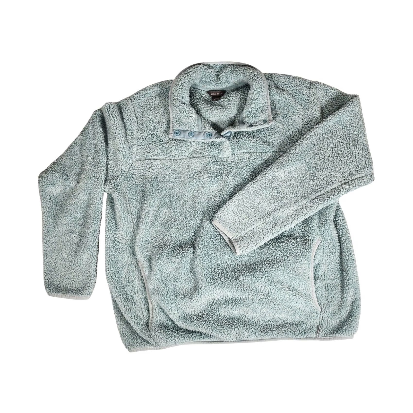 Eddie Bauer Eddie Bauer Womens XL Sherpa Fleece Pullover Sage Green Mock Neck Jacket Shirt Hoodie? Size XL / US 12-14 / IT 48-50 - 2 Thumbnail