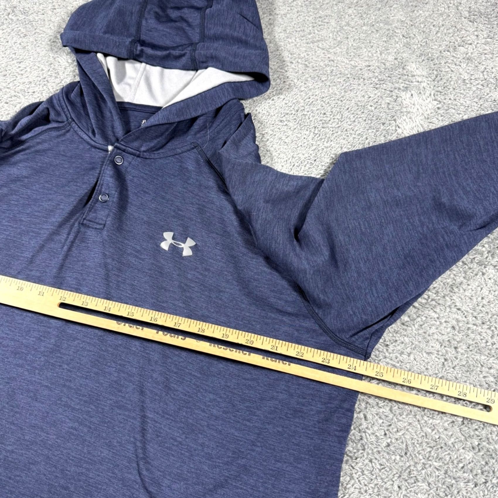 Under Armour Under Armour Hoodie Mens 2XL Navy Loose Performance Lightweight Henley Button Spring Summer Fall Breathable Moisture Wicking Logo Raglan Shirt Size US XXL / EU 58 / 5 - 6 Thumbnail