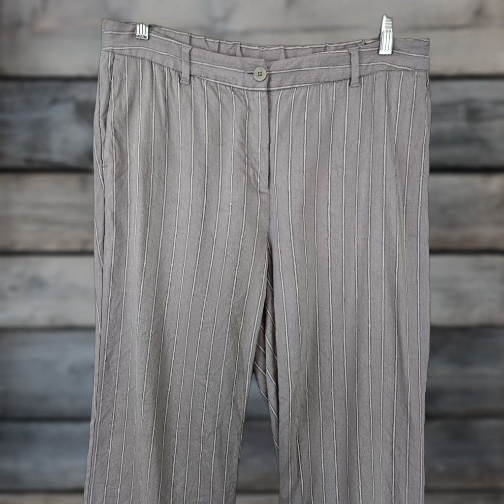 J. Jill J Jill Womens Cropped Pants 16 Linen Stretch Gray Stripe Mid Rise Size 38" / US 16 / IT 52 - 1 Thumbnail
